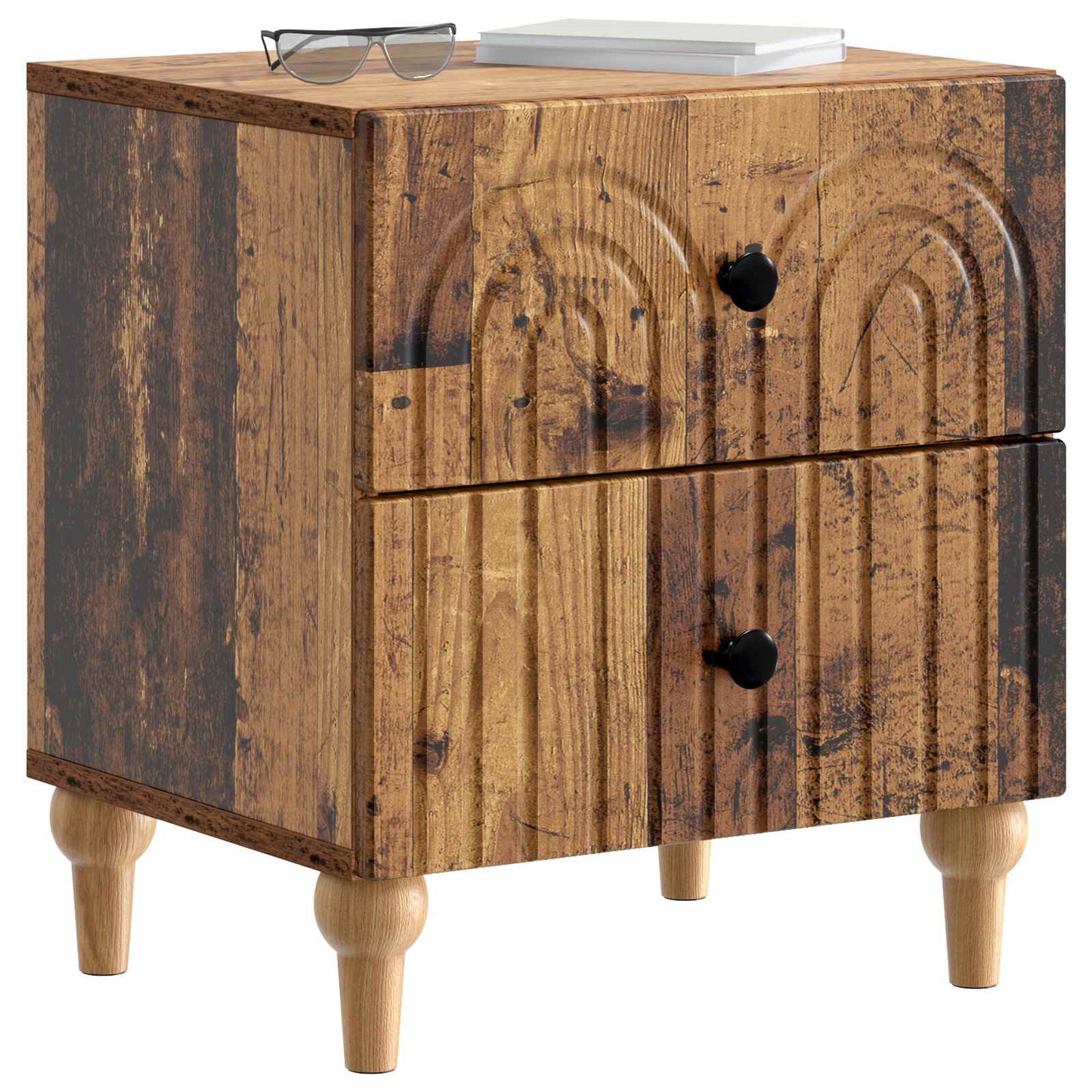 Nachtkastje met lade Oud hout 43 x 34,5 x 48 cm Bewerkt hout is nu te koop bij PeponiXL, paradijselijk wonen!