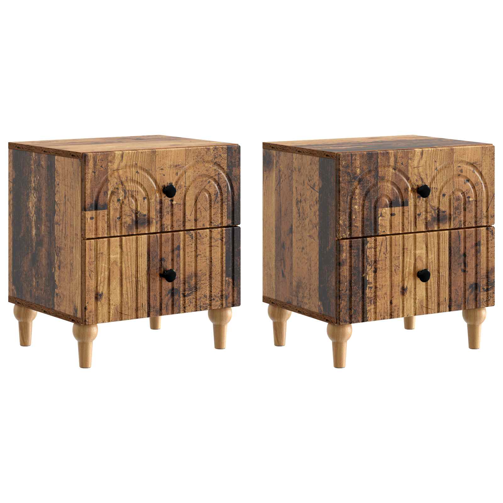 Nachtkastje 2 pcs Oud hout 43 x 34,5 x 48 cm Bewerkt hout is nu te koop bij PeponiXL, paradijselijk wonen!