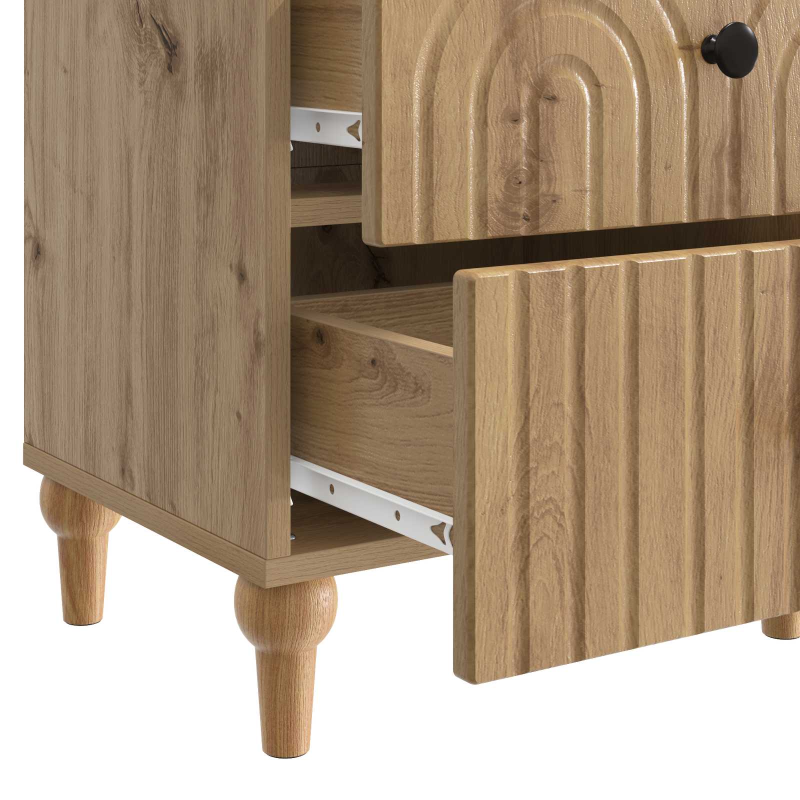 Nachtkastje Artisanaal eiken 43 x 34,5 x 48 cm Bewerkt hout is nu te koop bij PeponiXL, paradijselijk wonen!