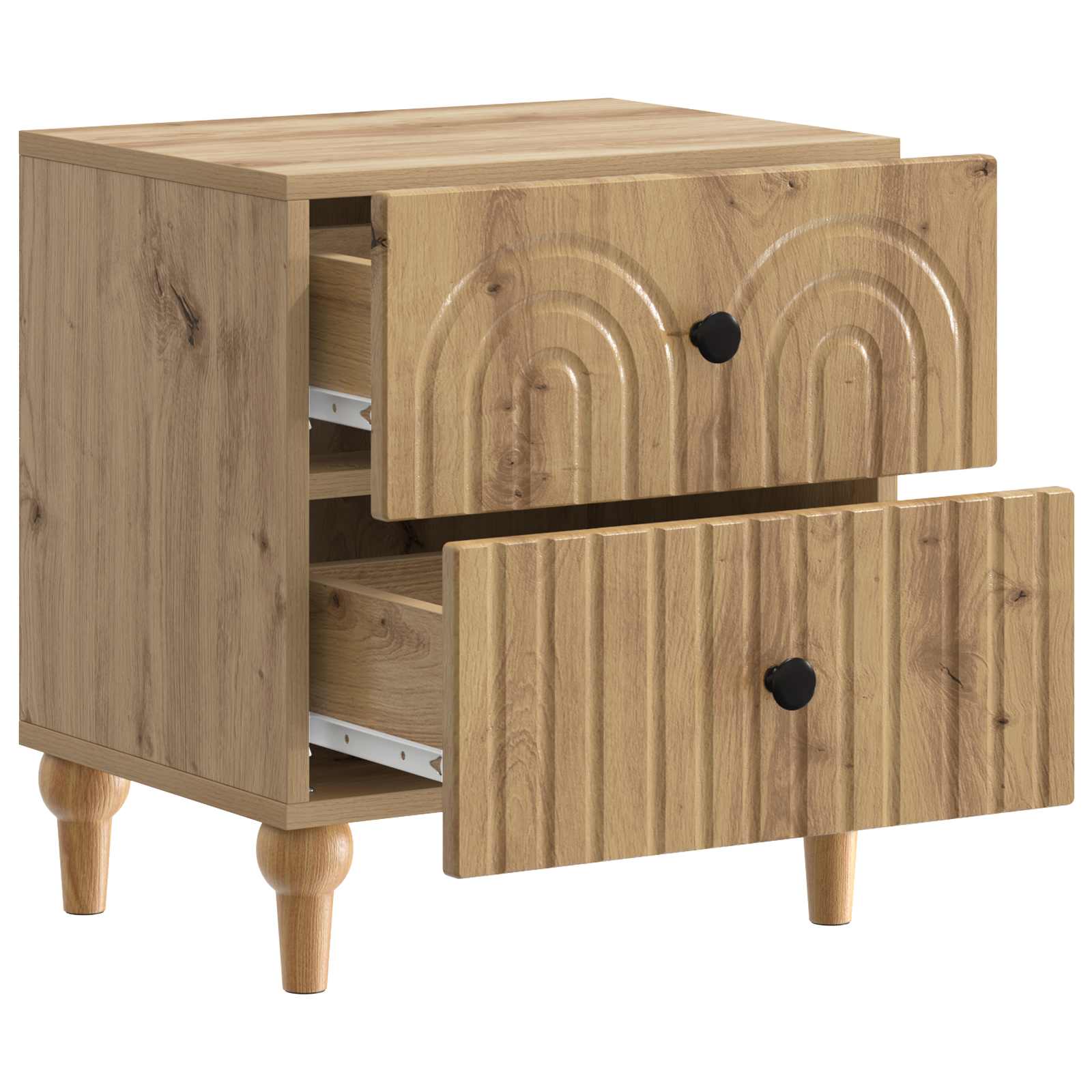 Nachtkastje Artisanaal eiken 43 x 34,5 x 48 cm Bewerkt hout is nu te koop bij PeponiXL, paradijselijk wonen!