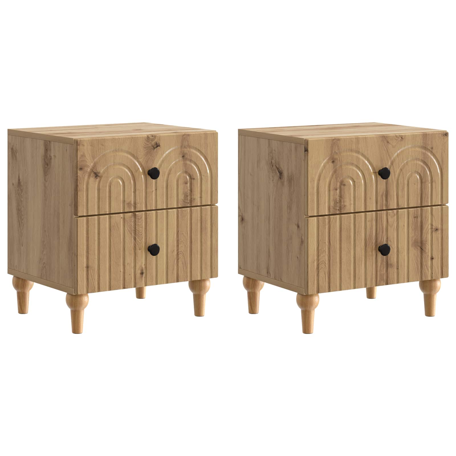 Nachtkastje met lade 2 pcs Artisanaal eiken 43 x 34,5 x 48 cm is nu te koop bij PeponiXL, paradijselijk wonen!