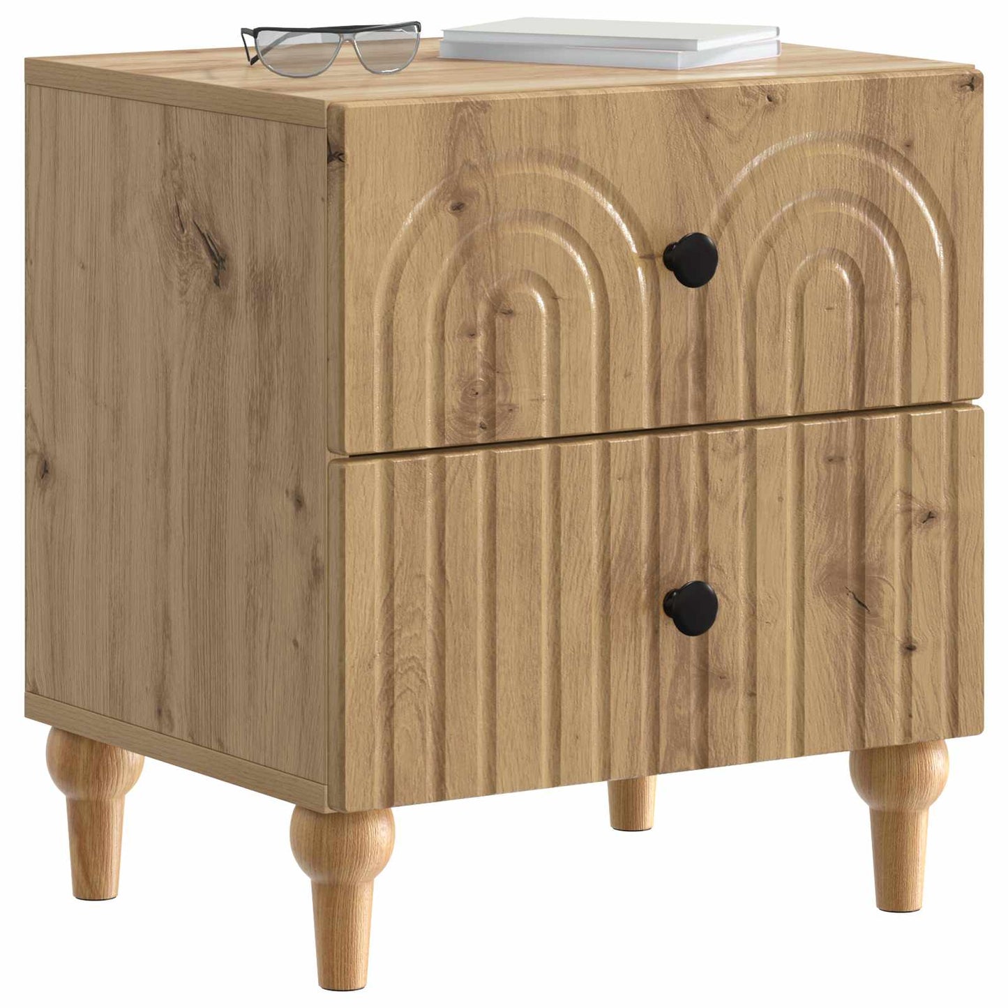 Nachtkastje met lade 2 pcs Artisanaal eiken 43 x 34,5 x 48 cm is nu te koop bij PeponiXL, paradijselijk wonen!