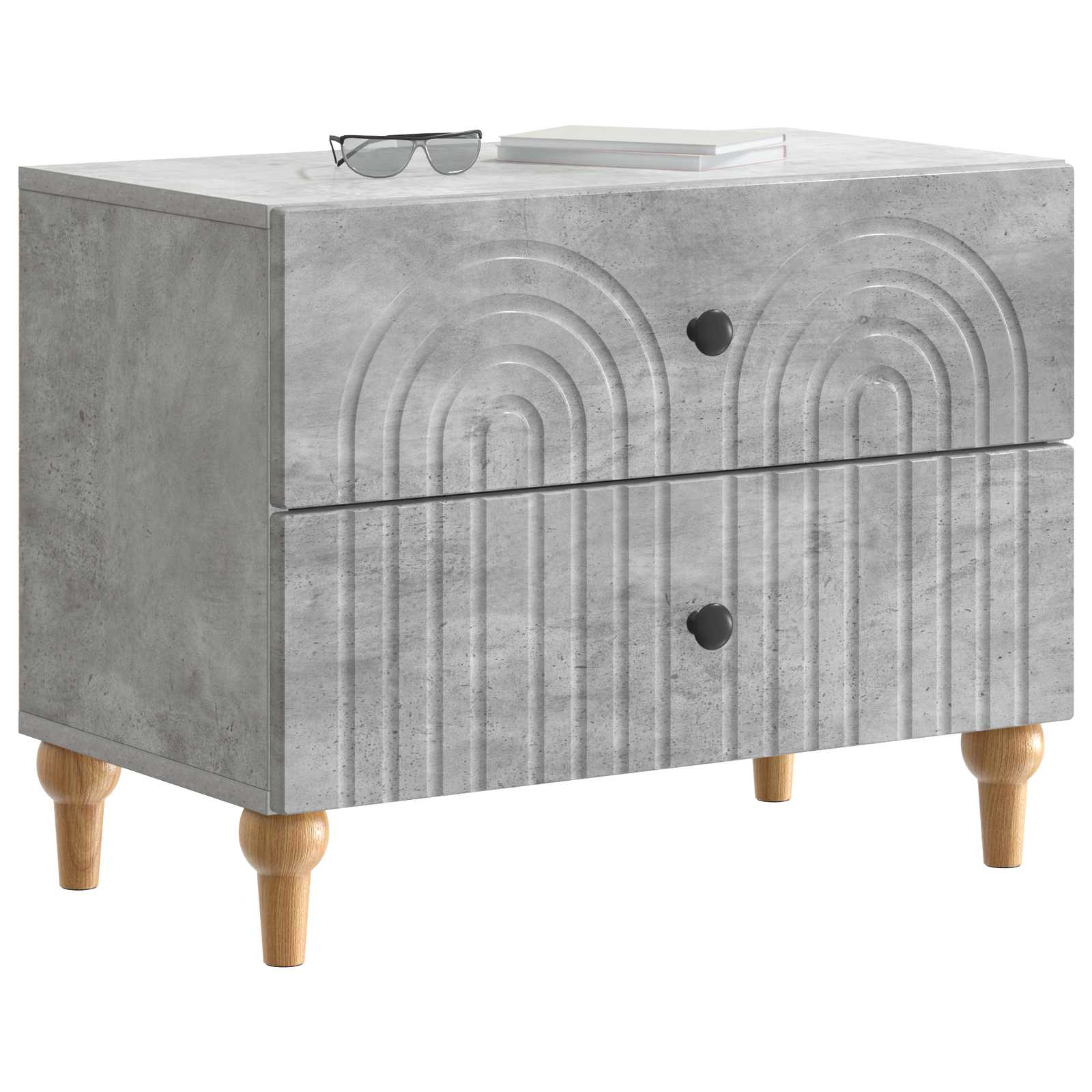 Nachtkastje met lade Betongrijs 62 x 34,5 x 48 cm Bewerkt hout is nu te koop bij PeponiXL, paradijselijk wonen!