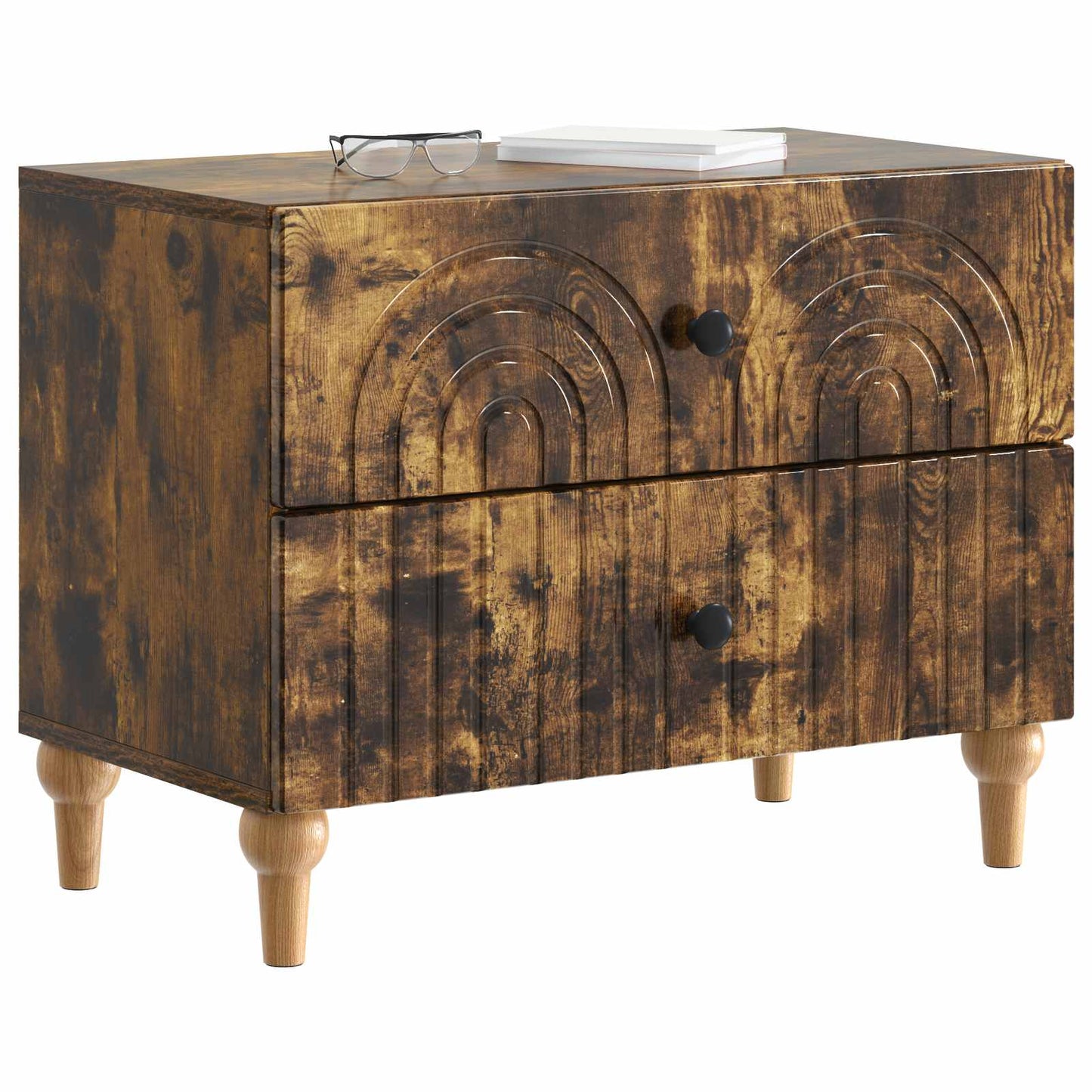 Nachtkastje Gerookt eiken 62 x 34,5 x 48 cm Bewerkt hout is nu te koop bij PeponiXL, paradijselijk wonen!