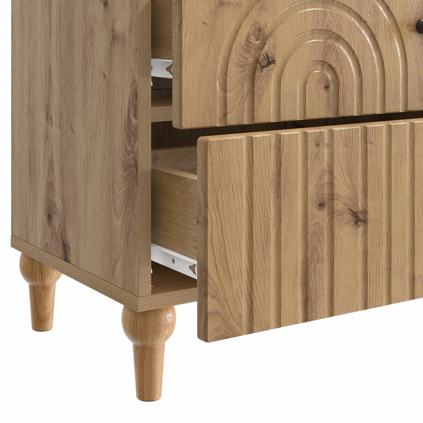 Nachtkastje Artisanaal eiken 62 x 34,5 x 48 cm Bewerkt hout is nu te koop bij PeponiXL, paradijselijk wonen!