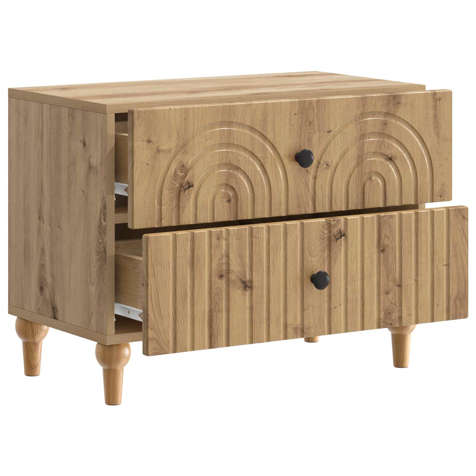 Nachtkastje Artisanaal eiken 62 x 34,5 x 48 cm Bewerkt hout is nu te koop bij PeponiXL, paradijselijk wonen!