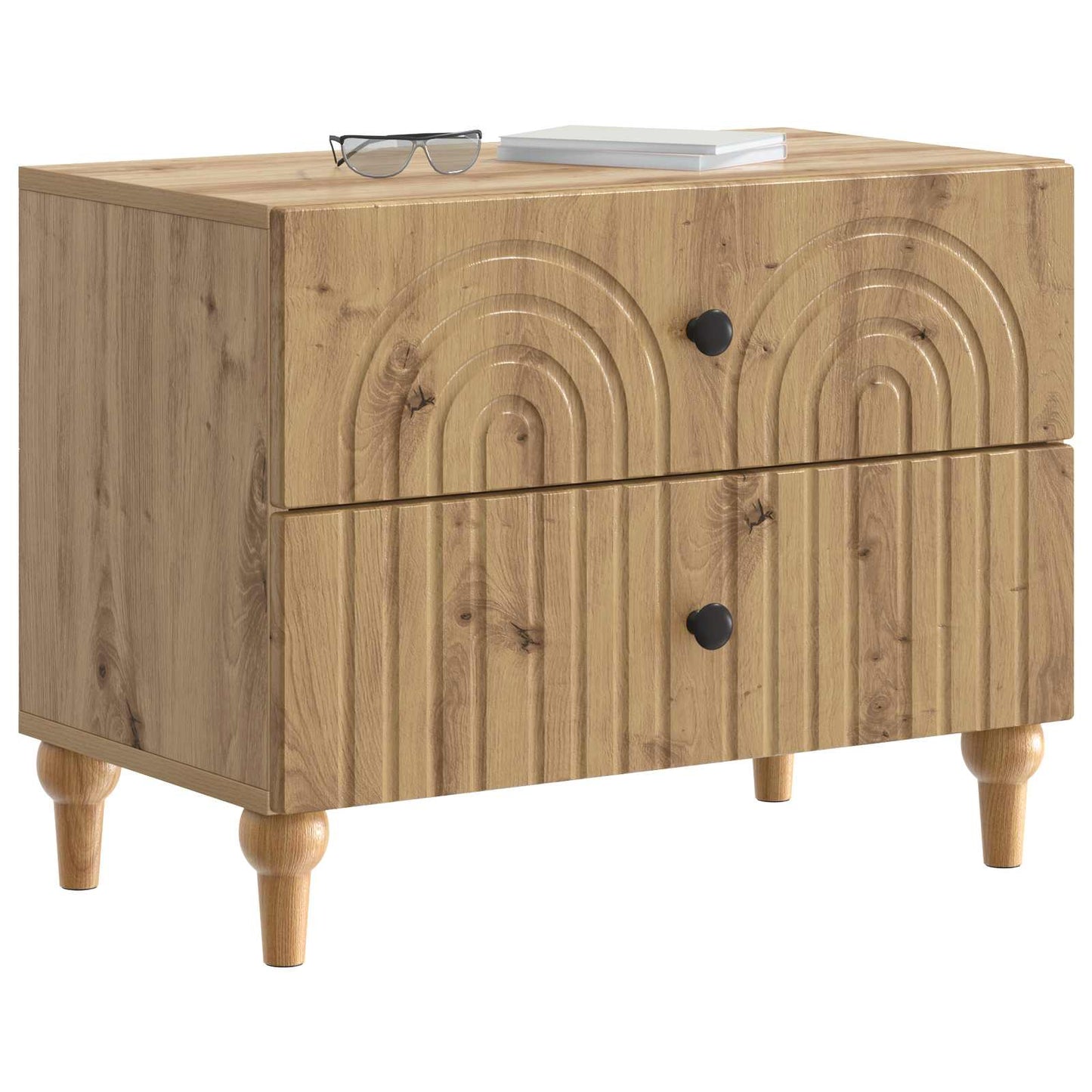 Nachtkastje Artisanaal eiken 62 x 34,5 x 48 cm Bewerkt hout is nu te koop bij PeponiXL, paradijselijk wonen!