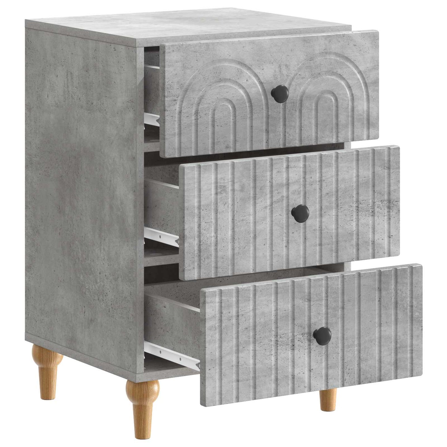 Nachtkastje met lade Betongrijs 43x 41 x 66,5 cm Bewerkt hout is nu te koop bij PeponiXL, paradijselijk wonen!