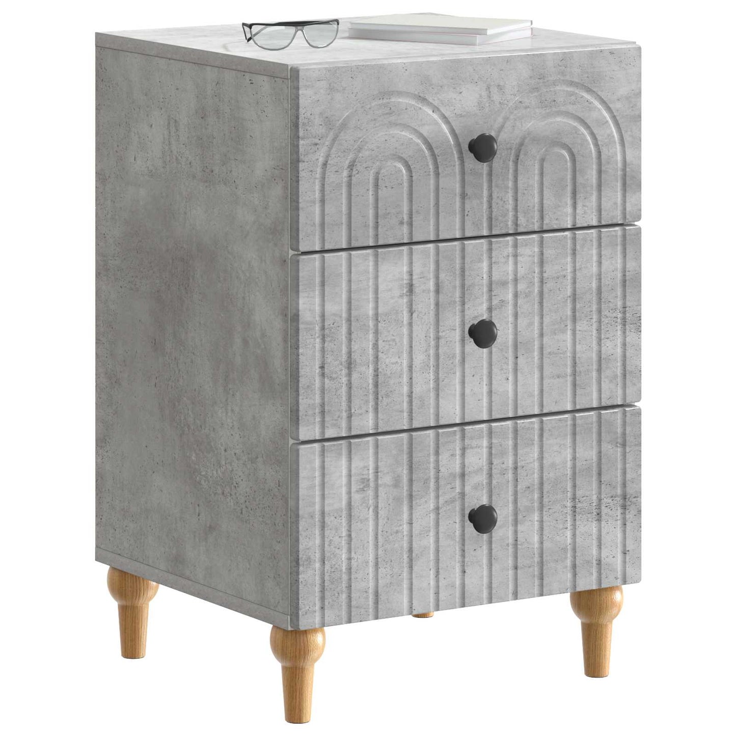 Nachtkastje met lade Betongrijs 43x 41 x 66,5 cm Bewerkt hout is nu te koop bij PeponiXL, paradijselijk wonen!