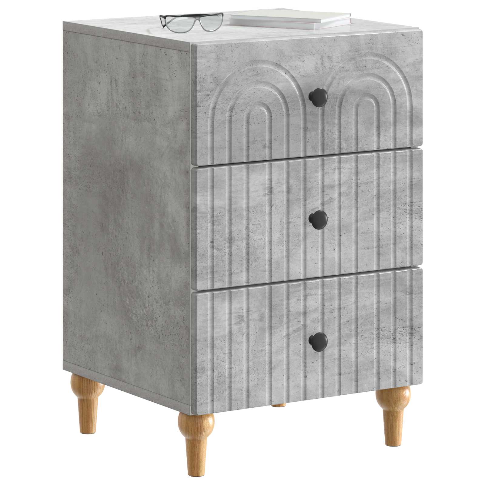 Nachtkastje met lade Betongrijs 43x 41 x 66,5 cm Bewerkt hout is nu te koop bij PeponiXL, paradijselijk wonen!