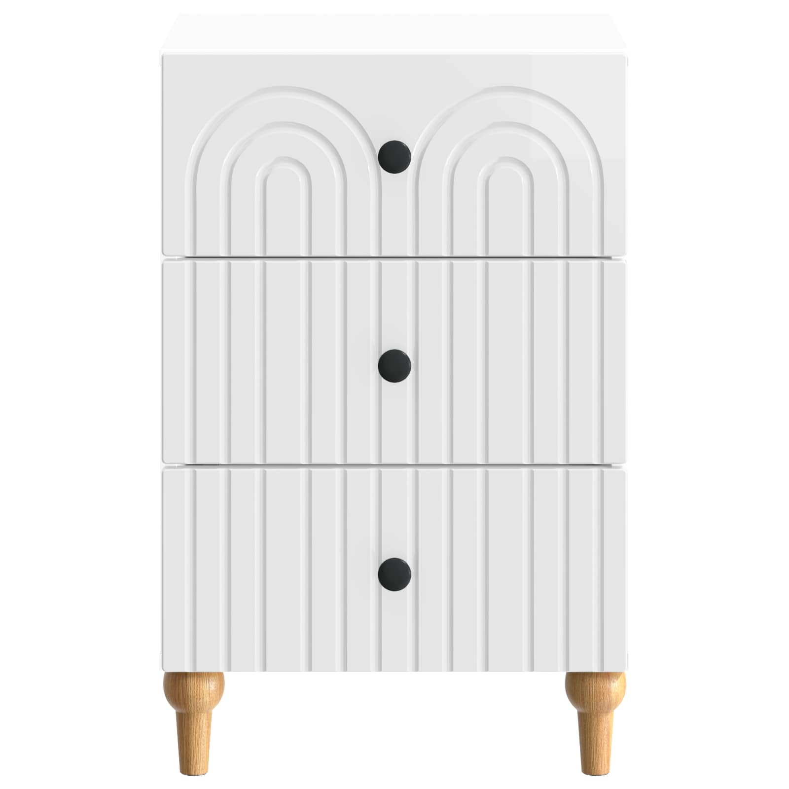 Nachtkastje Hoogglans Wit 43x 41 x 66,5 cm Bewerkt hout is nu te koop bij PeponiXL, paradijselijk wonen!