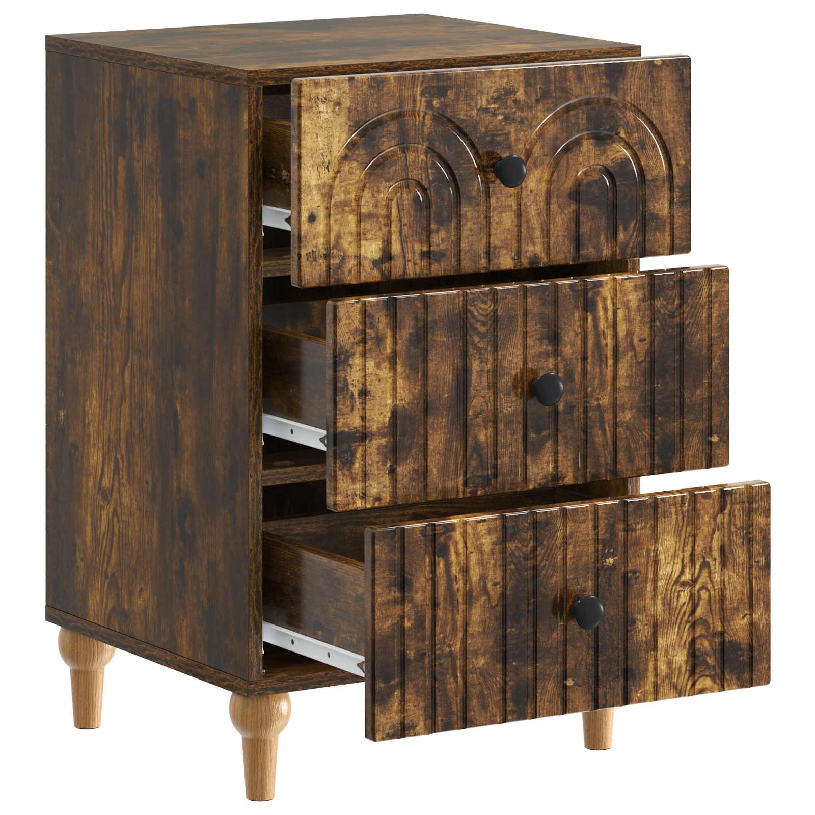 Nachtkastje Gerookt eiken 43x 41 x 66,5 cm Bewerkt hout is nu te koop bij PeponiXL, paradijselijk wonen!