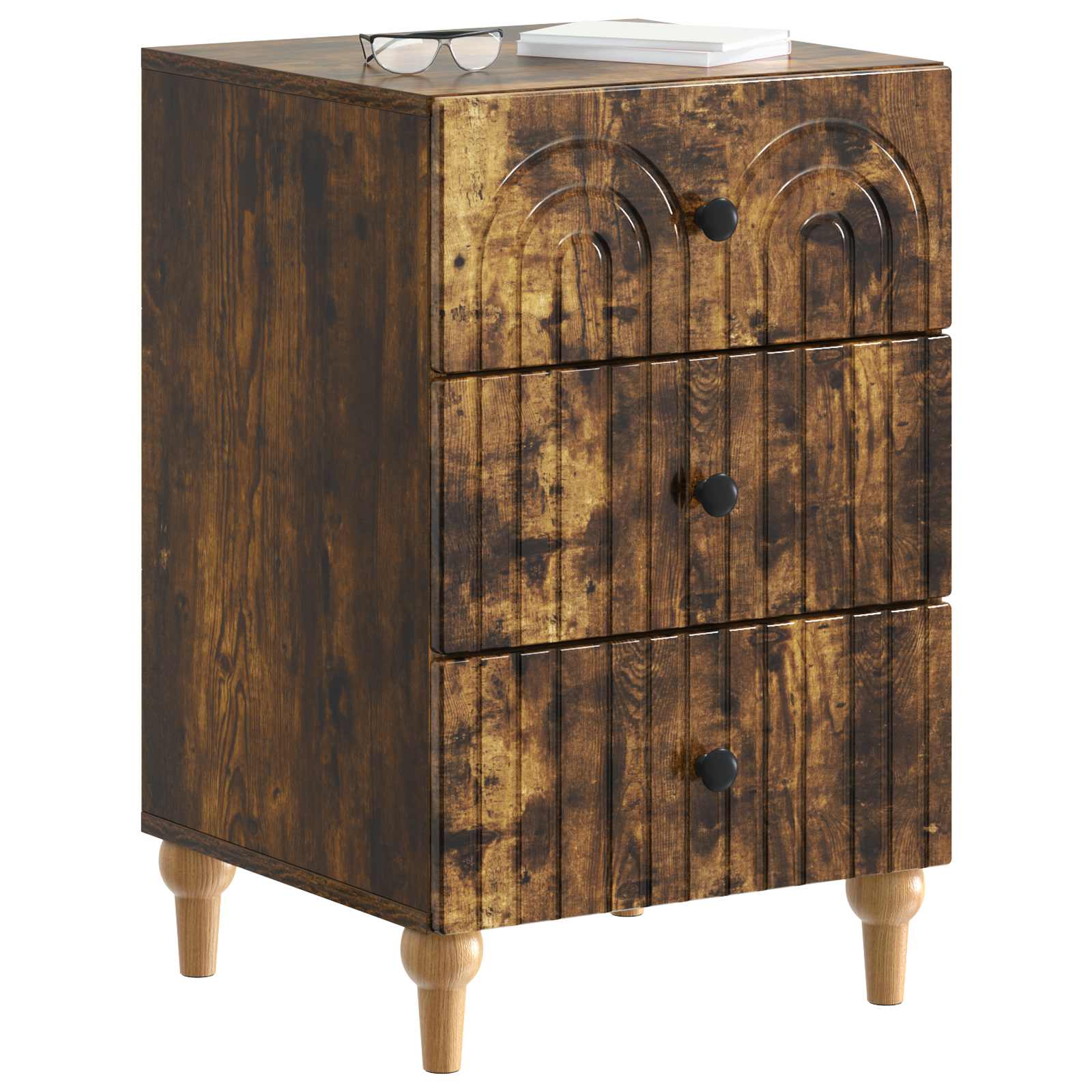 Nachtkastje Gerookt eiken 43x 41 x 66,5 cm Bewerkt hout is nu te koop bij PeponiXL, paradijselijk wonen!