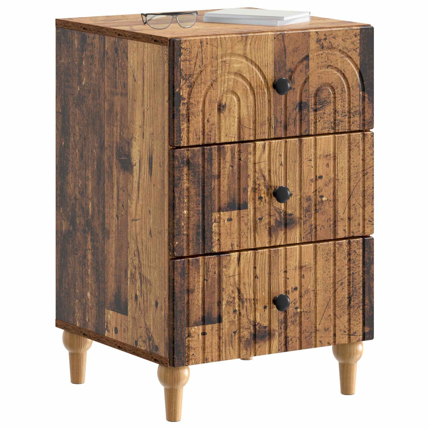 Nachtkastje met lade Oud hout 43x 41 x 66,5 cm Bewerkt hout is nu te koop bij PeponiXL, paradijselijk wonen!