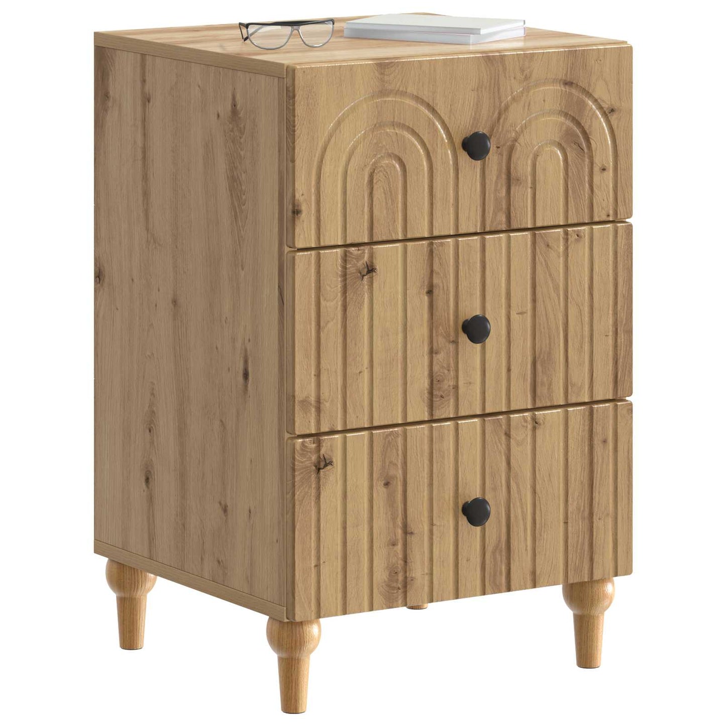 Nachtkastje Artisanaal eiken 43x 41 x 66,5 cm Bewerkt hout is nu te koop bij PeponiXL, paradijselijk wonen!