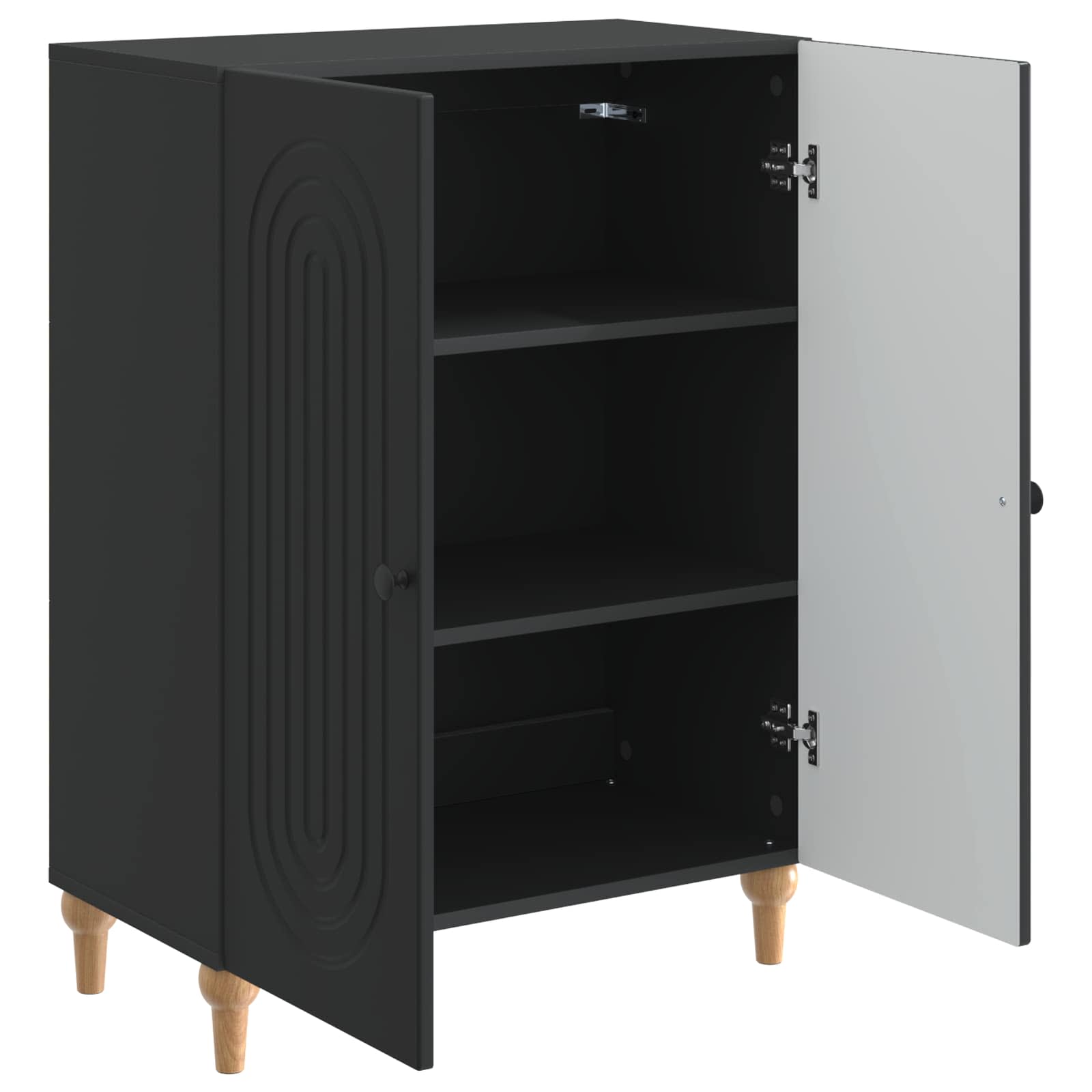 Dressoir Zwart 66 x 34,5 x 90 cm Bewerkt hout is nu te koop bij PeponiXL, paradijselijk wonen!