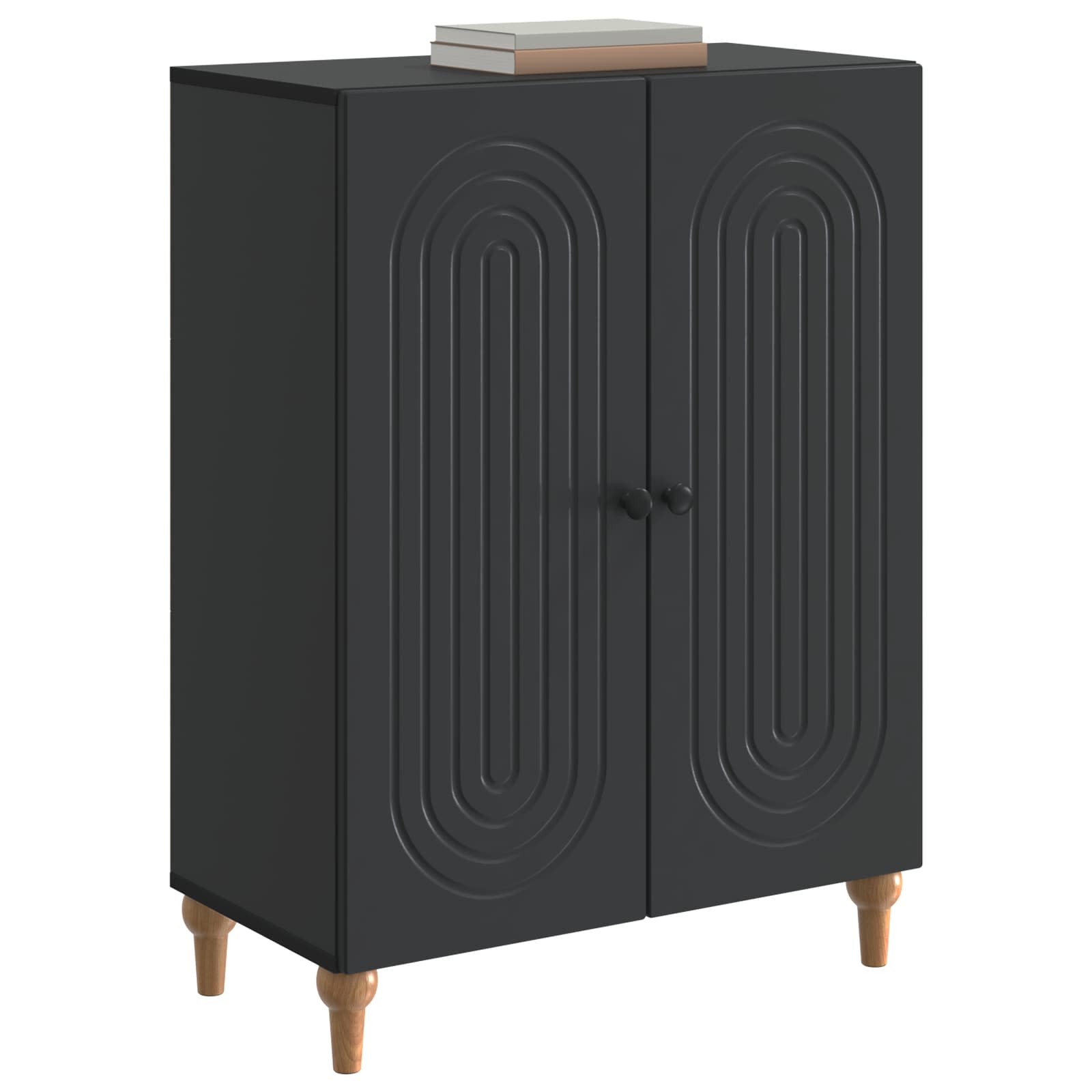 Dressoir Zwart 66 x 34,5 x 90 cm Bewerkt hout is nu te koop bij PeponiXL, paradijselijk wonen!