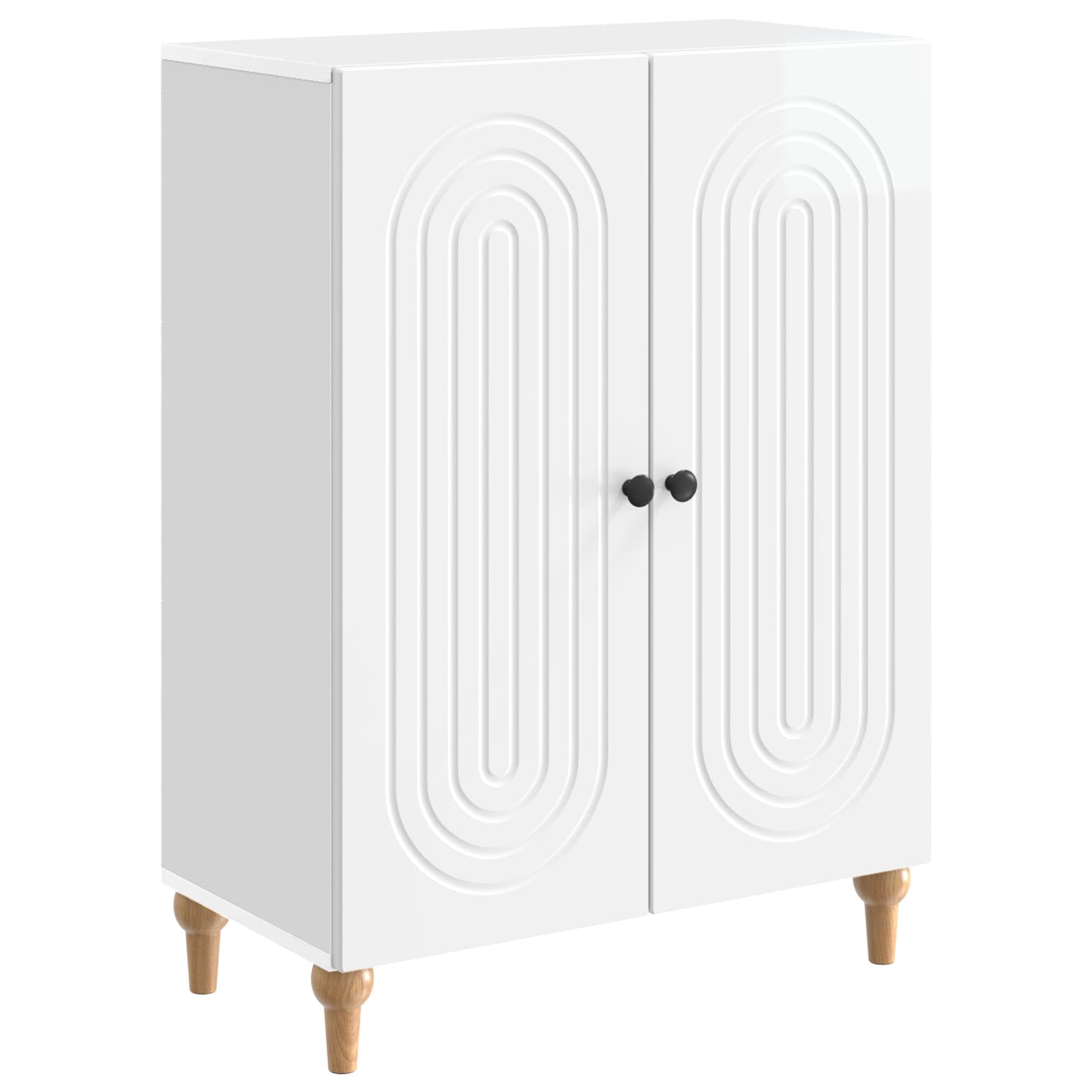 Dressoir Hoogglans Wit 66 x 34,5 x 90 cm Bewerkt hout is nu te koop bij PeponiXL, paradijselijk wonen!