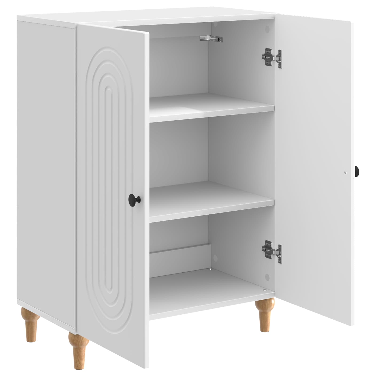 Dressoir Hoogglans Wit 66 x 34,5 x 90 cm Bewerkt hout is nu te koop bij PeponiXL, paradijselijk wonen!