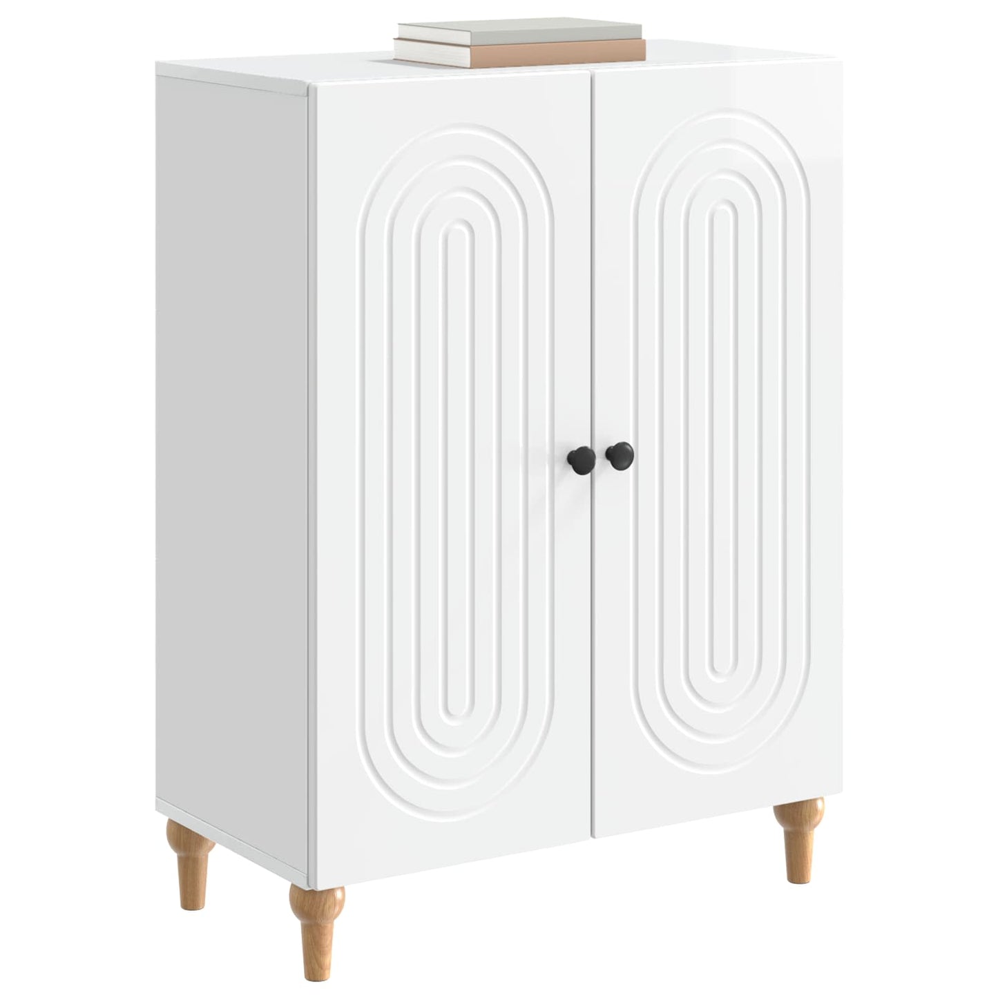 Dressoir Hoogglans Wit 66 x 34,5 x 90 cm Bewerkt hout is nu te koop bij PeponiXL, paradijselijk wonen!