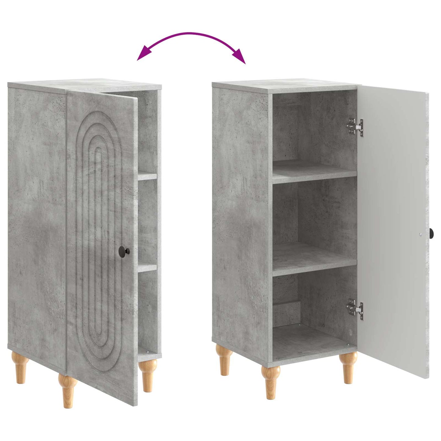 Dressoir Betongrijs 33 x 34,5 x 90 cm Bewerkt hout is nu te koop bij PeponiXL, paradijselijk wonen!