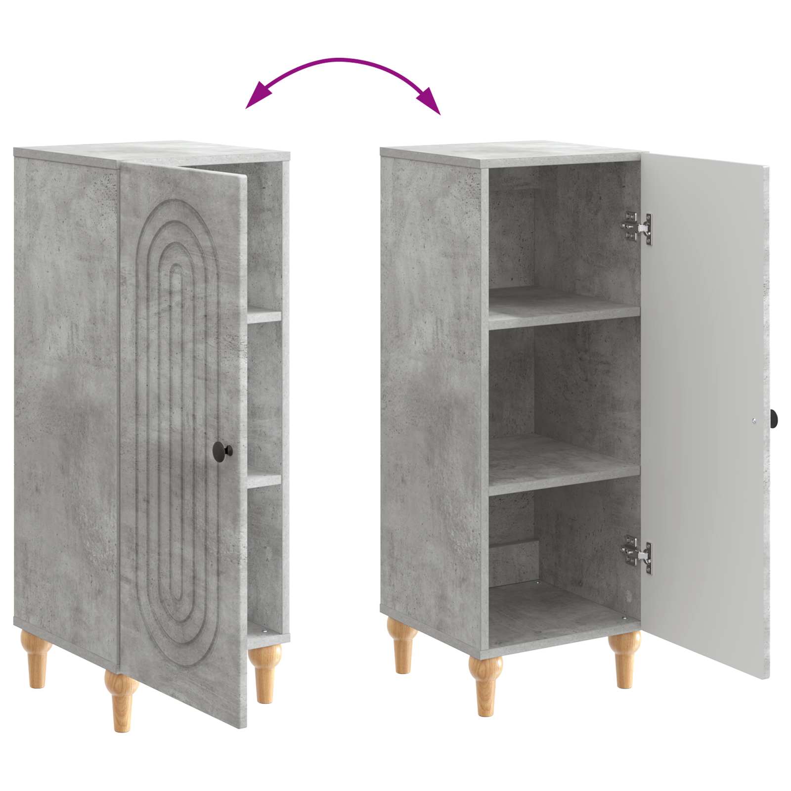 Dressoir Betongrijs 33 x 34,5 x 90 cm Bewerkt hout is nu te koop bij PeponiXL, paradijselijk wonen!