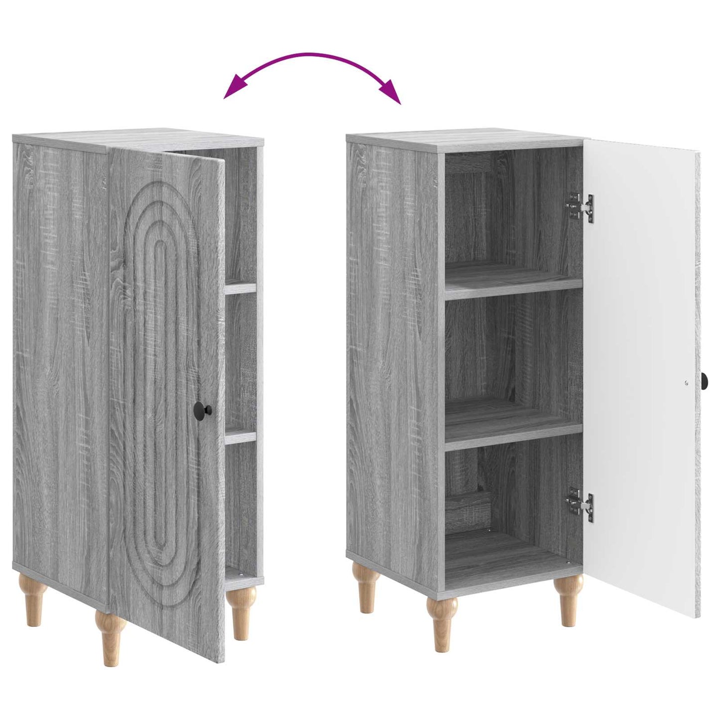 Dressoir Grijs sonoma 33 x 34,5 x 90 cm Bewerkt hout is nu te koop bij PeponiXL, paradijselijk wonen!