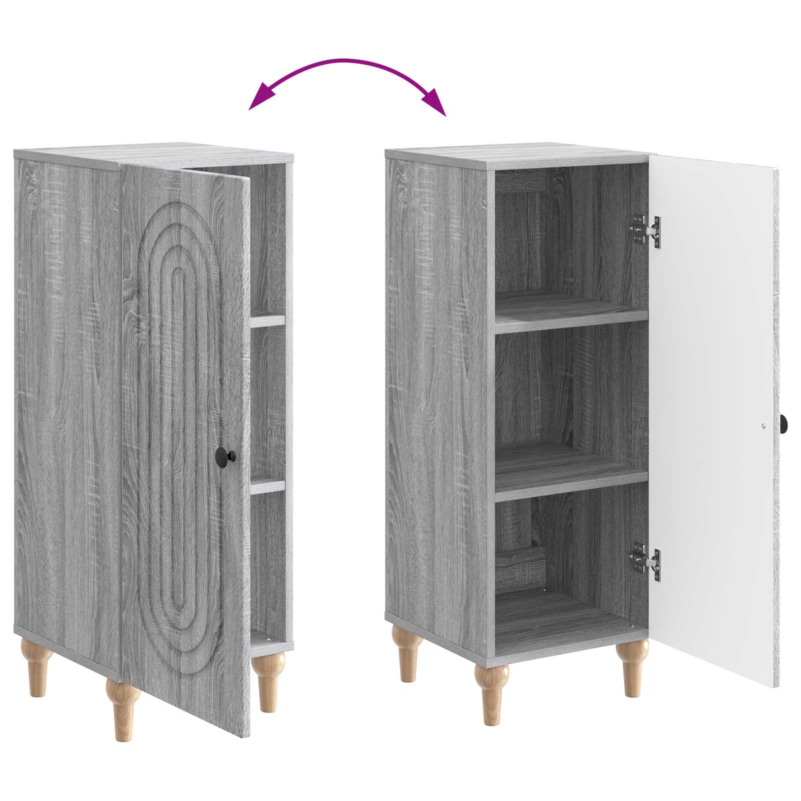 Dressoir Grijs sonoma 33 x 34,5 x 90 cm Bewerkt hout is nu te koop bij PeponiXL, paradijselijk wonen!