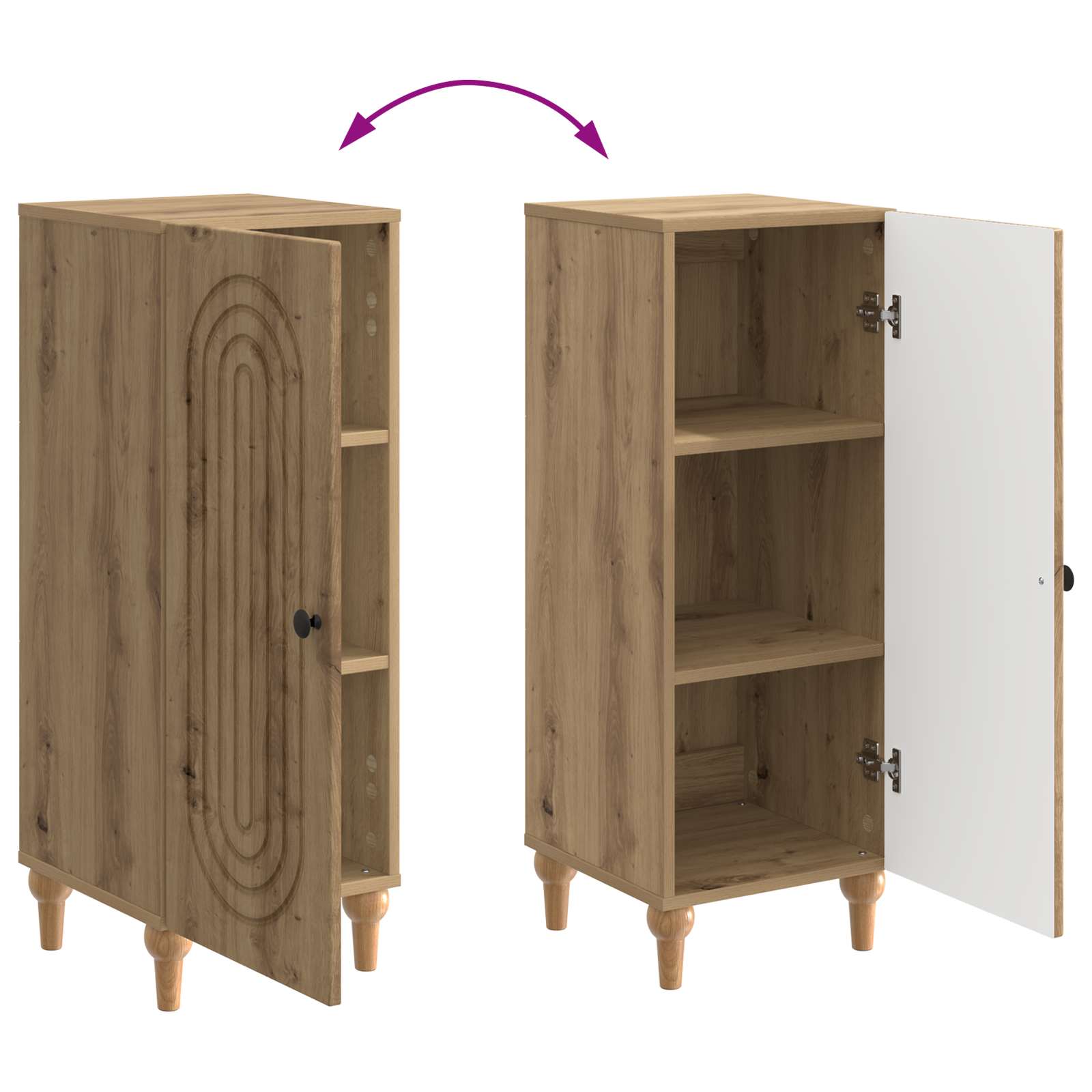 Dressoir Artisanaal eiken 33 x 34,5 x 90 cm Bewerkt hout is nu te koop bij PeponiXL, paradijselijk wonen!