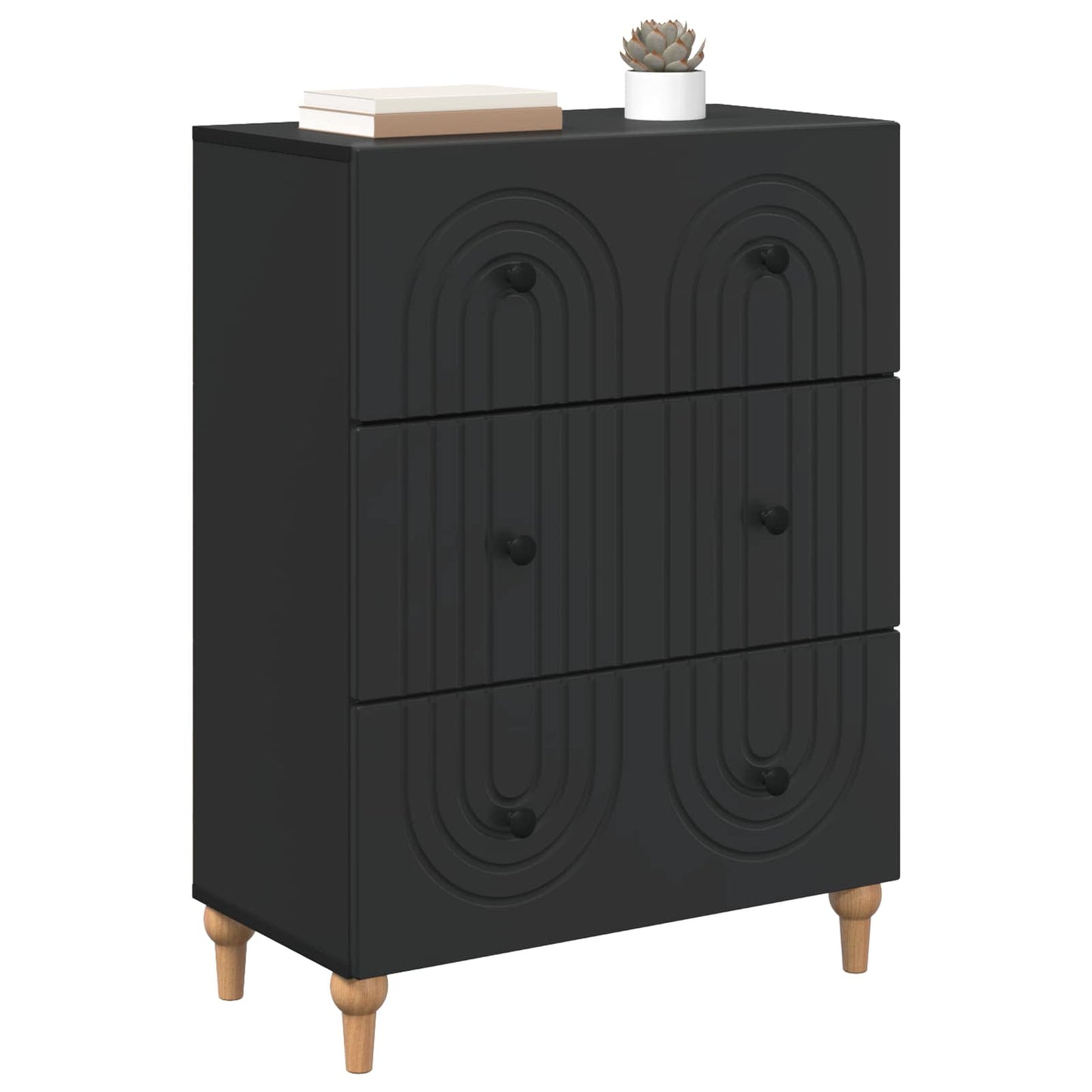 Ladenkast Zwart 66 x 34,5 x 90 cm Bewerkt hout is nu te koop bij PeponiXL, paradijselijk wonen!