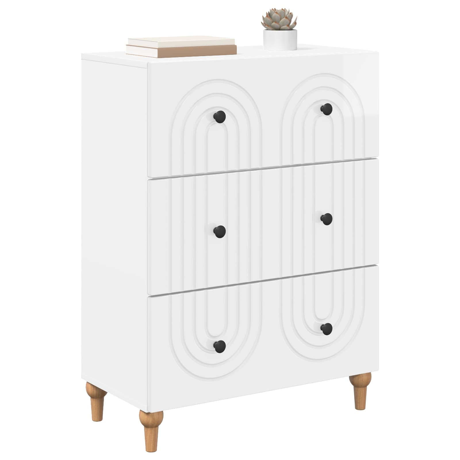 Ladenkast Hoogglans Wit 66 x 34,5 x 90 cm Bewerkt hout is nu te koop bij PeponiXL, paradijselijk wonen!