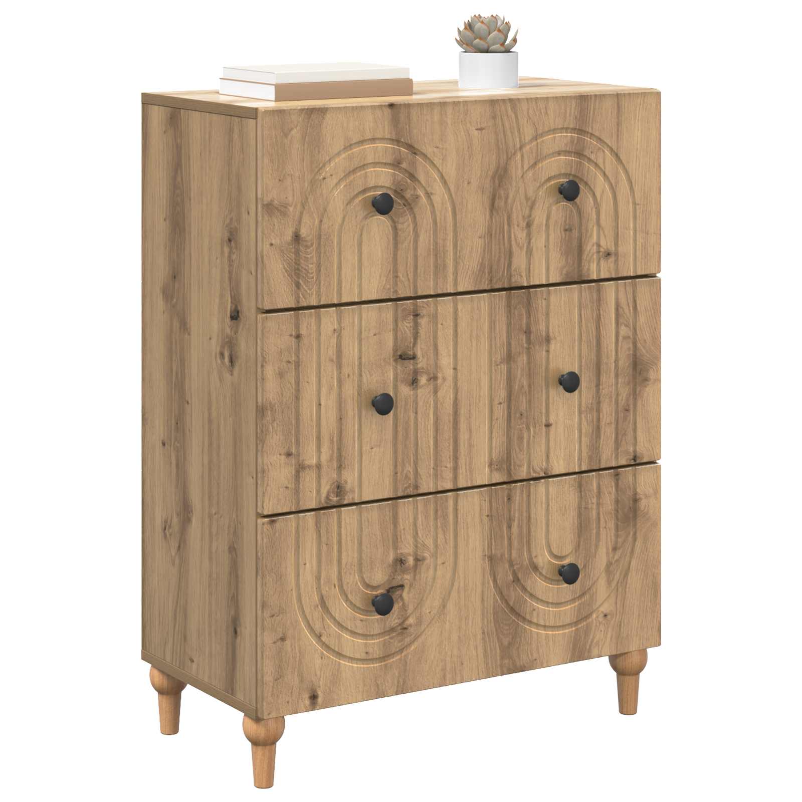 Ladenkast Artisanaal eiken 66 x 34,5 x 90 cm Bewerkt hout is nu te koop bij PeponiXL, paradijselijk wonen!