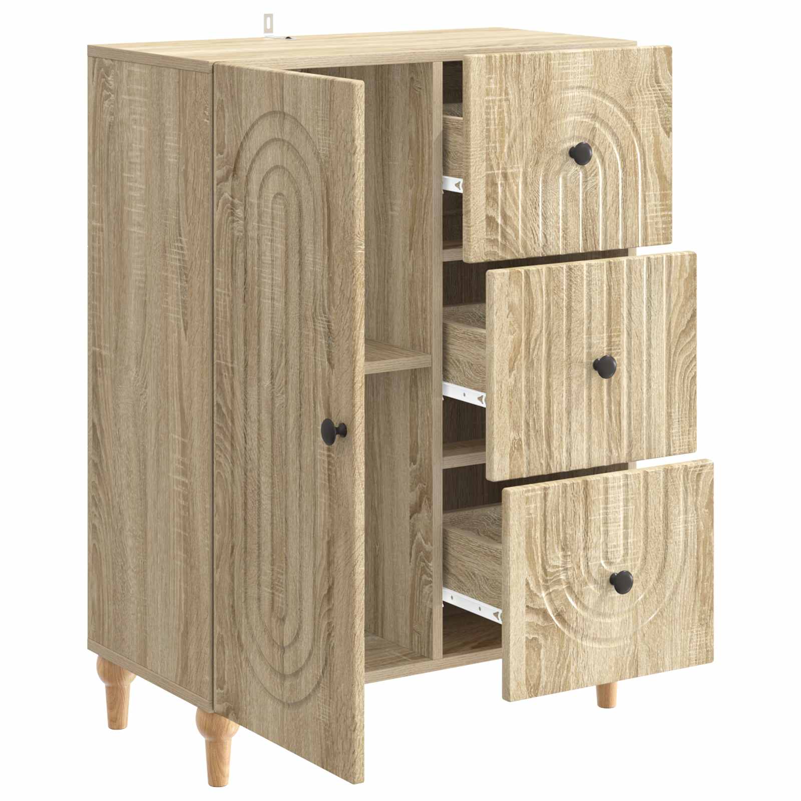 Dressoir met lade Sonoma Eiken 66 x 34,5 x 90 cm Bewerkt hout is nu te koop bij PeponiXL, paradijselijk wonen!