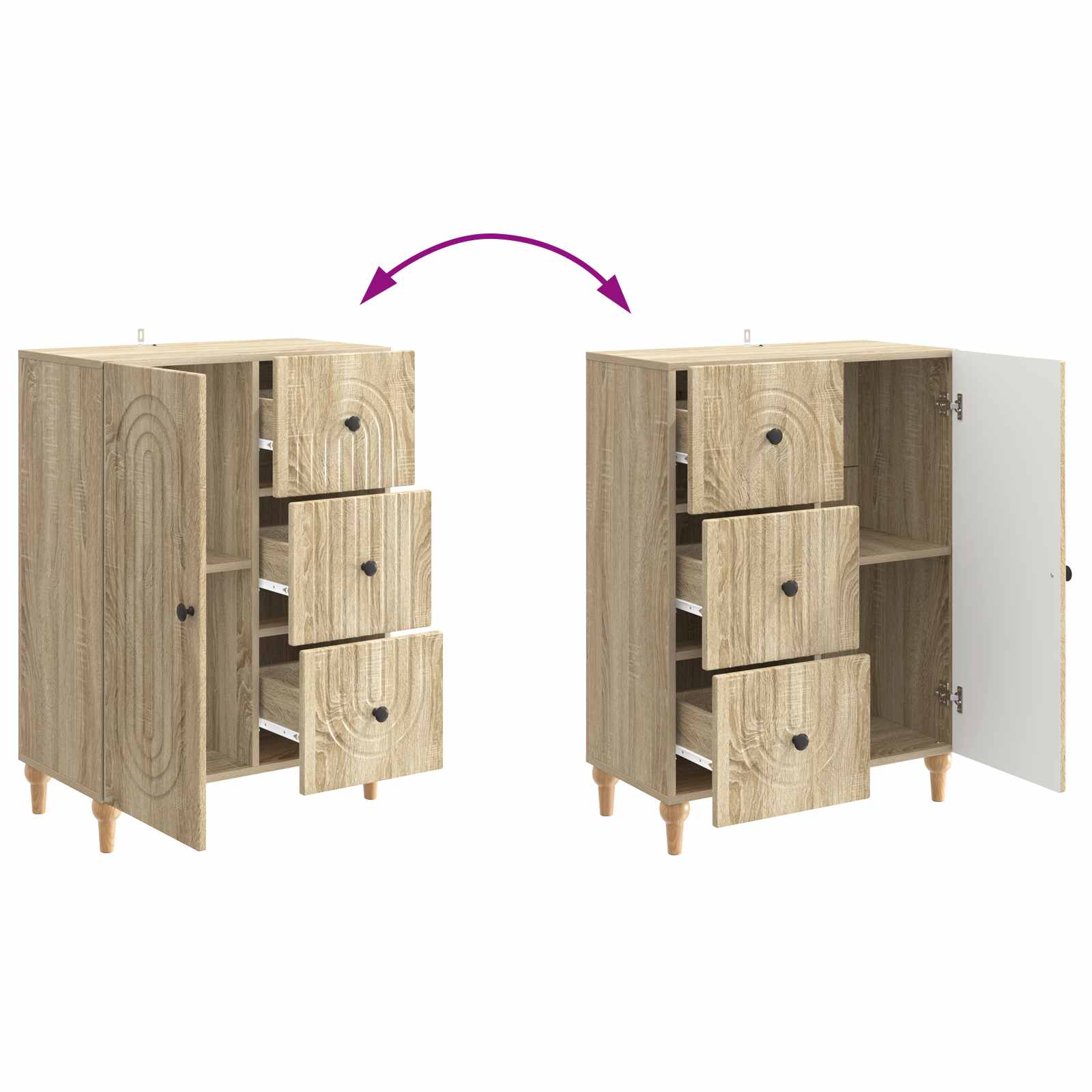 Dressoir met lade Sonoma Eiken 66 x 34,5 x 90 cm Bewerkt hout is nu te koop bij PeponiXL, paradijselijk wonen!