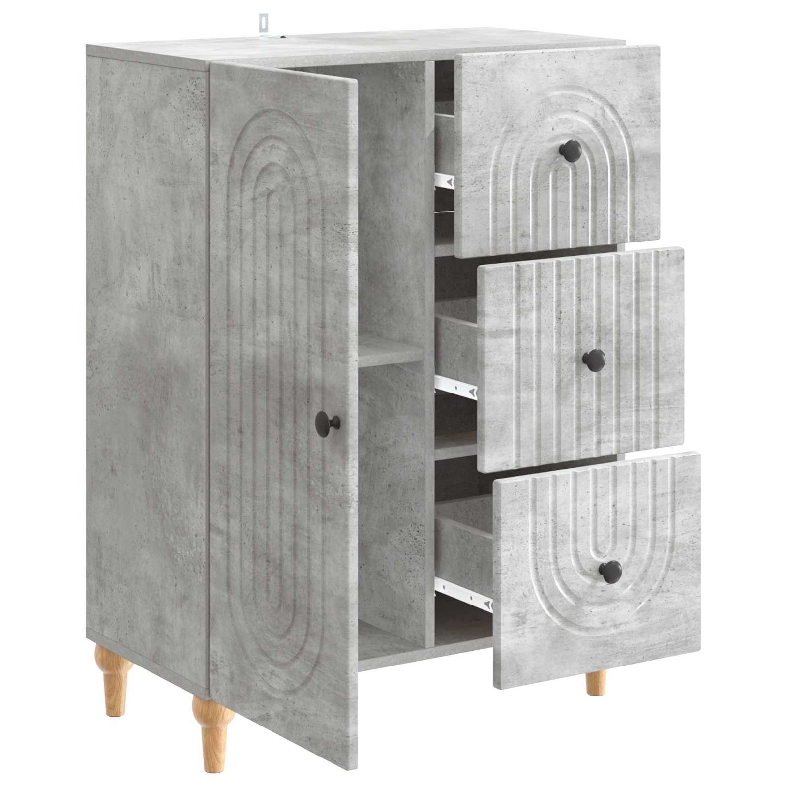 Dressoir met lade Betongrijs 66 x 34,5 x 90 cm Bewerkt hout is nu te koop bij PeponiXL, paradijselijk wonen!