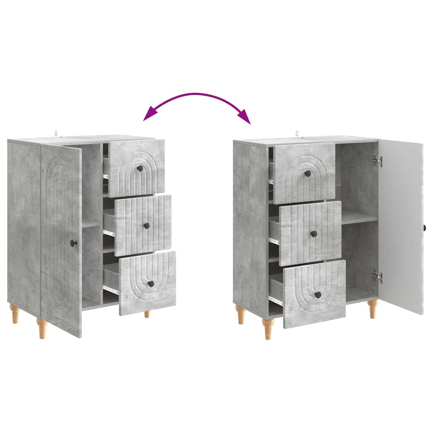 Dressoir met lade Betongrijs 66 x 34,5 x 90 cm Bewerkt hout is nu te koop bij PeponiXL, paradijselijk wonen!