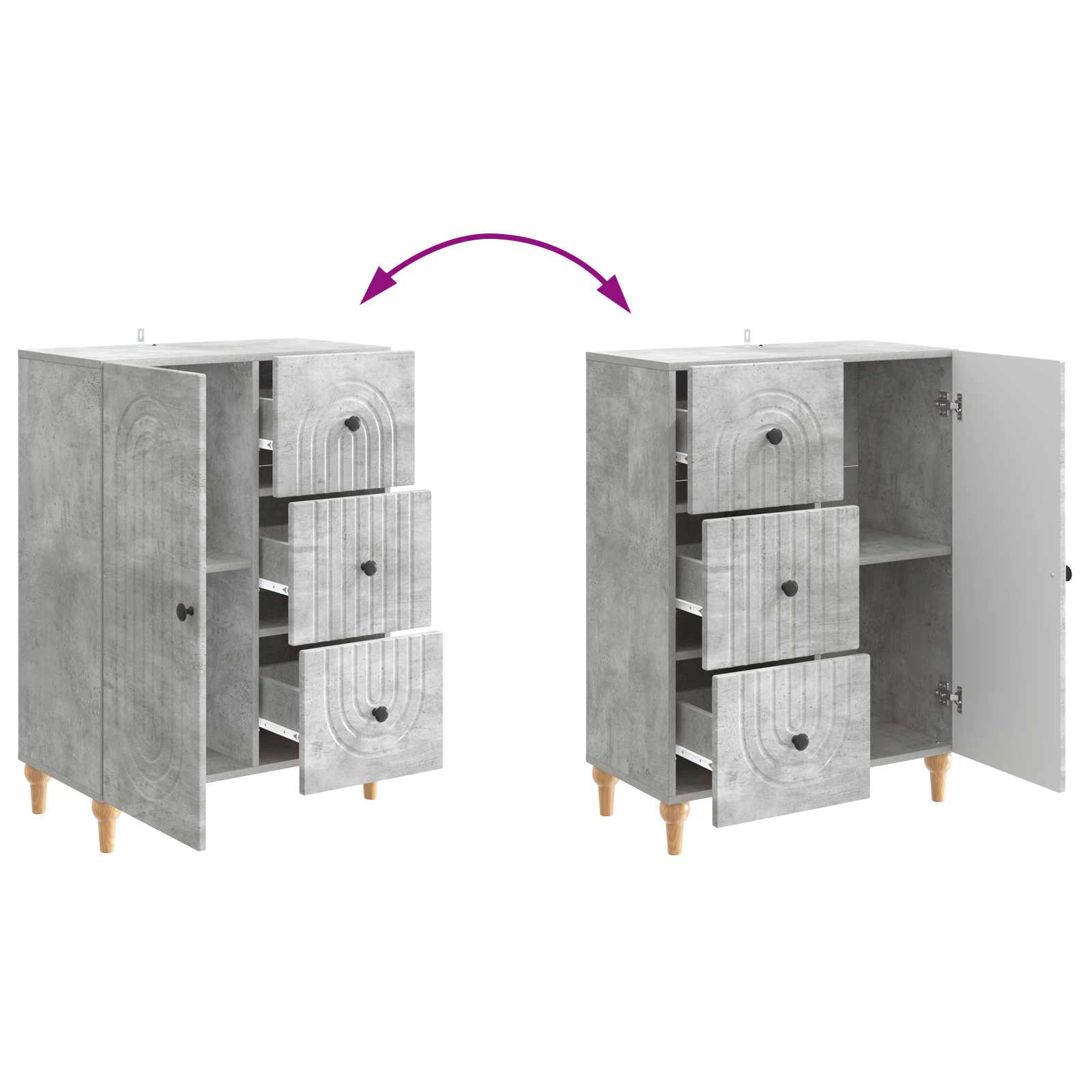 Dressoir met lade Betongrijs 66 x 34,5 x 90 cm Bewerkt hout is nu te koop bij PeponiXL, paradijselijk wonen!