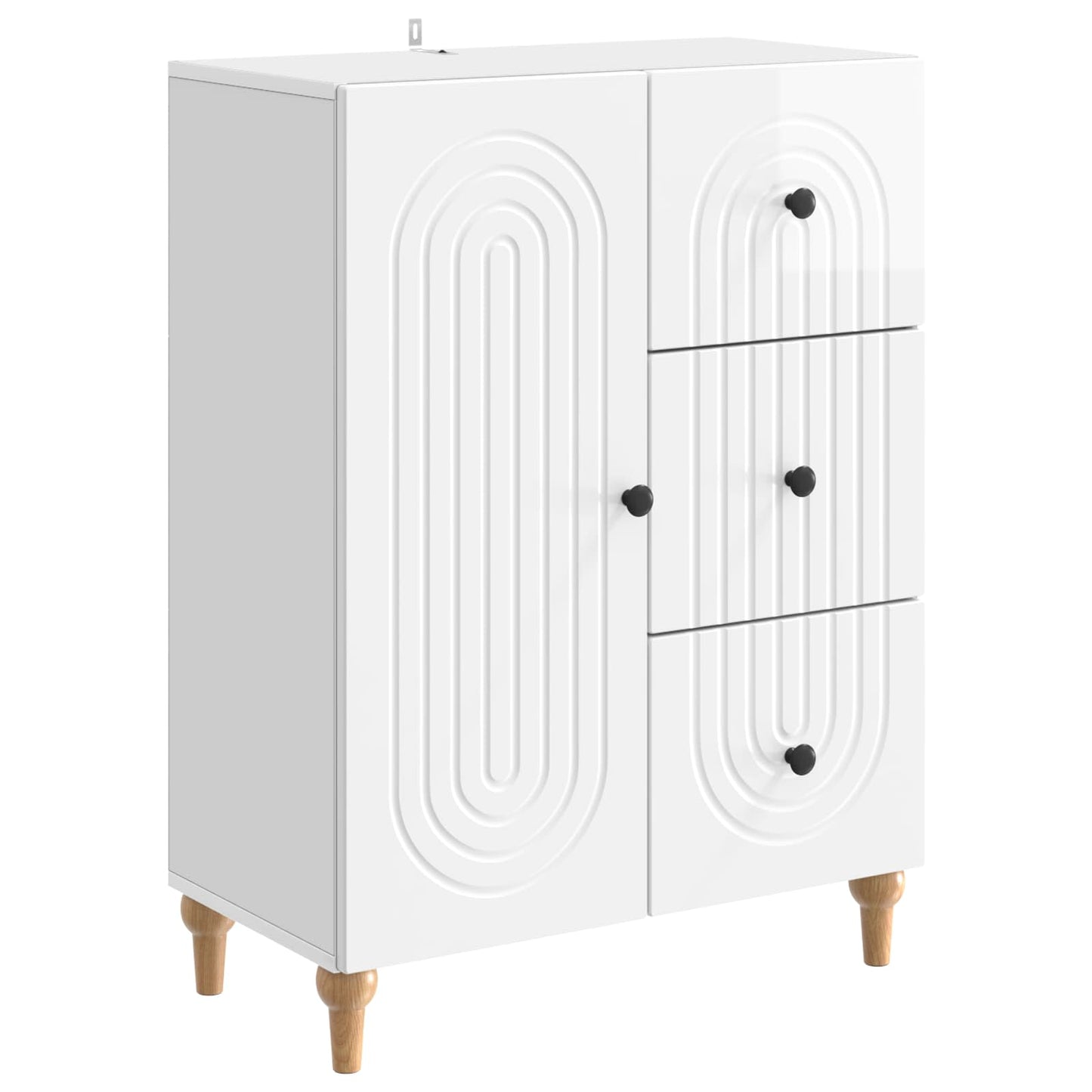 Dressoir met lade Hoogglans Wit 66 x 34,5 x 90 cm Bewerkt hout is nu te koop bij PeponiXL, paradijselijk wonen!