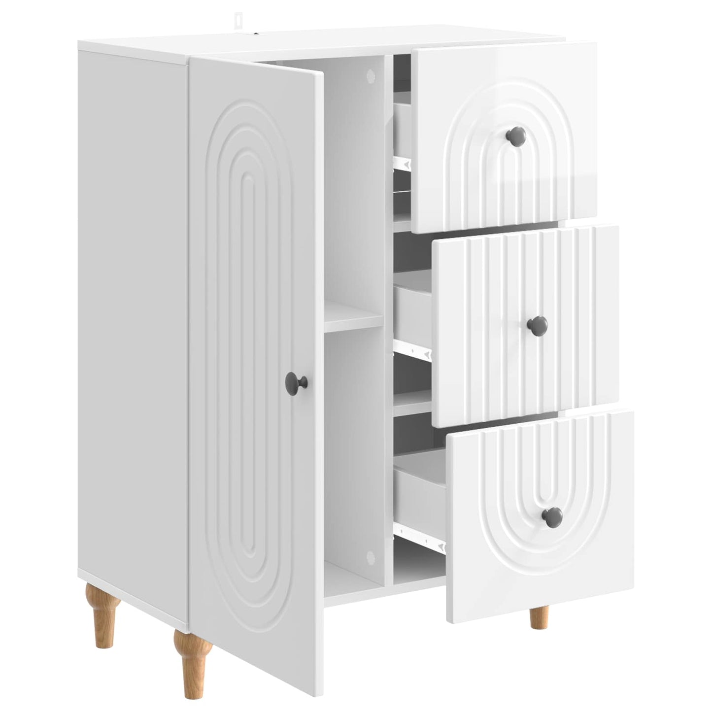 Dressoir met lade Hoogglans Wit 66 x 34,5 x 90 cm Bewerkt hout is nu te koop bij PeponiXL, paradijselijk wonen!