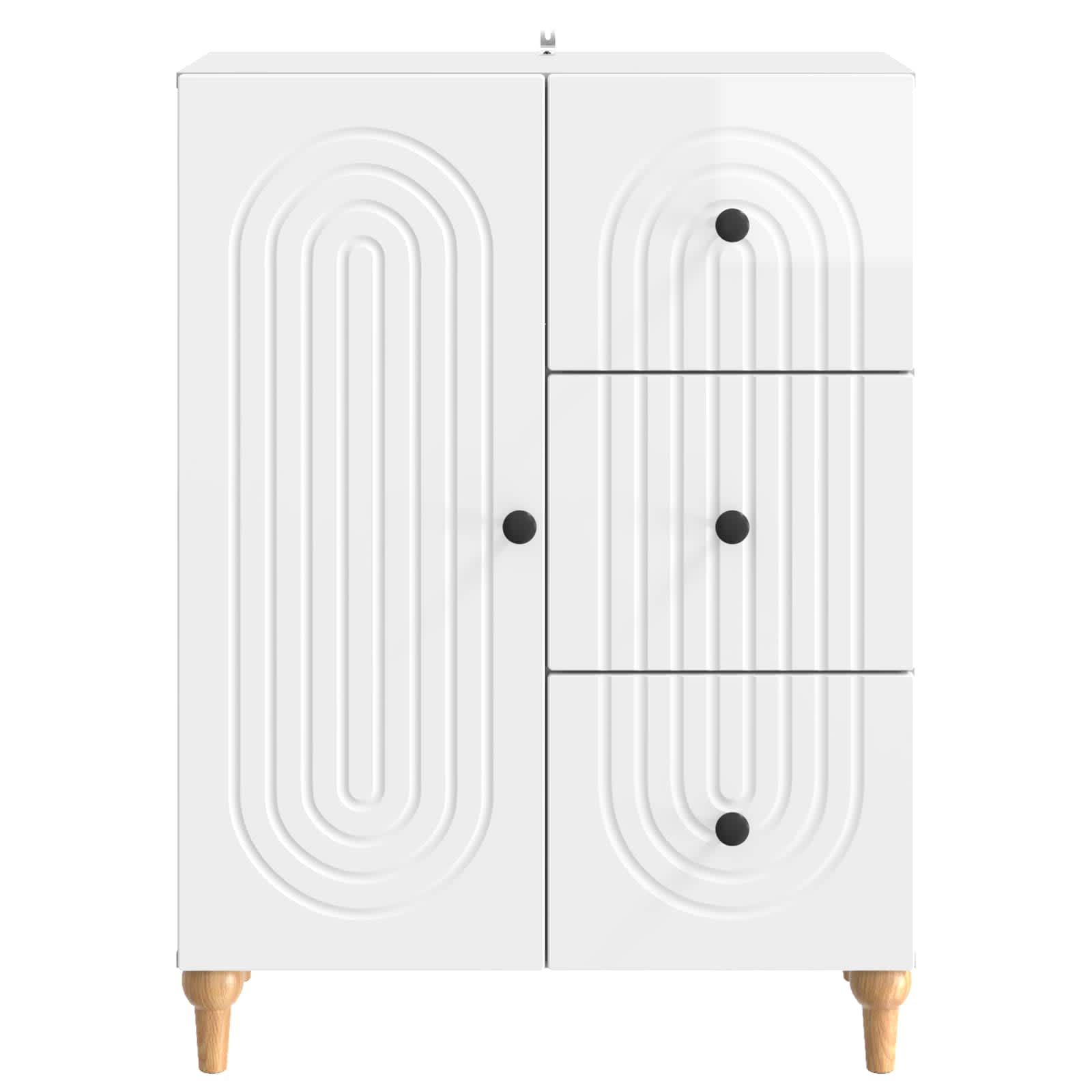 Dressoir met lade Hoogglans Wit 66 x 34,5 x 90 cm Bewerkt hout is nu te koop bij PeponiXL, paradijselijk wonen!