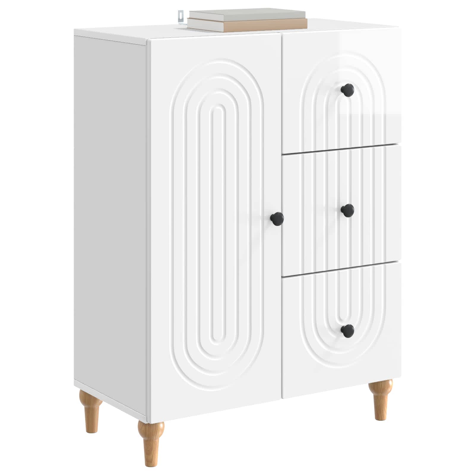 Dressoir met lade Hoogglans Wit 66 x 34,5 x 90 cm Bewerkt hout is nu te koop bij PeponiXL, paradijselijk wonen!