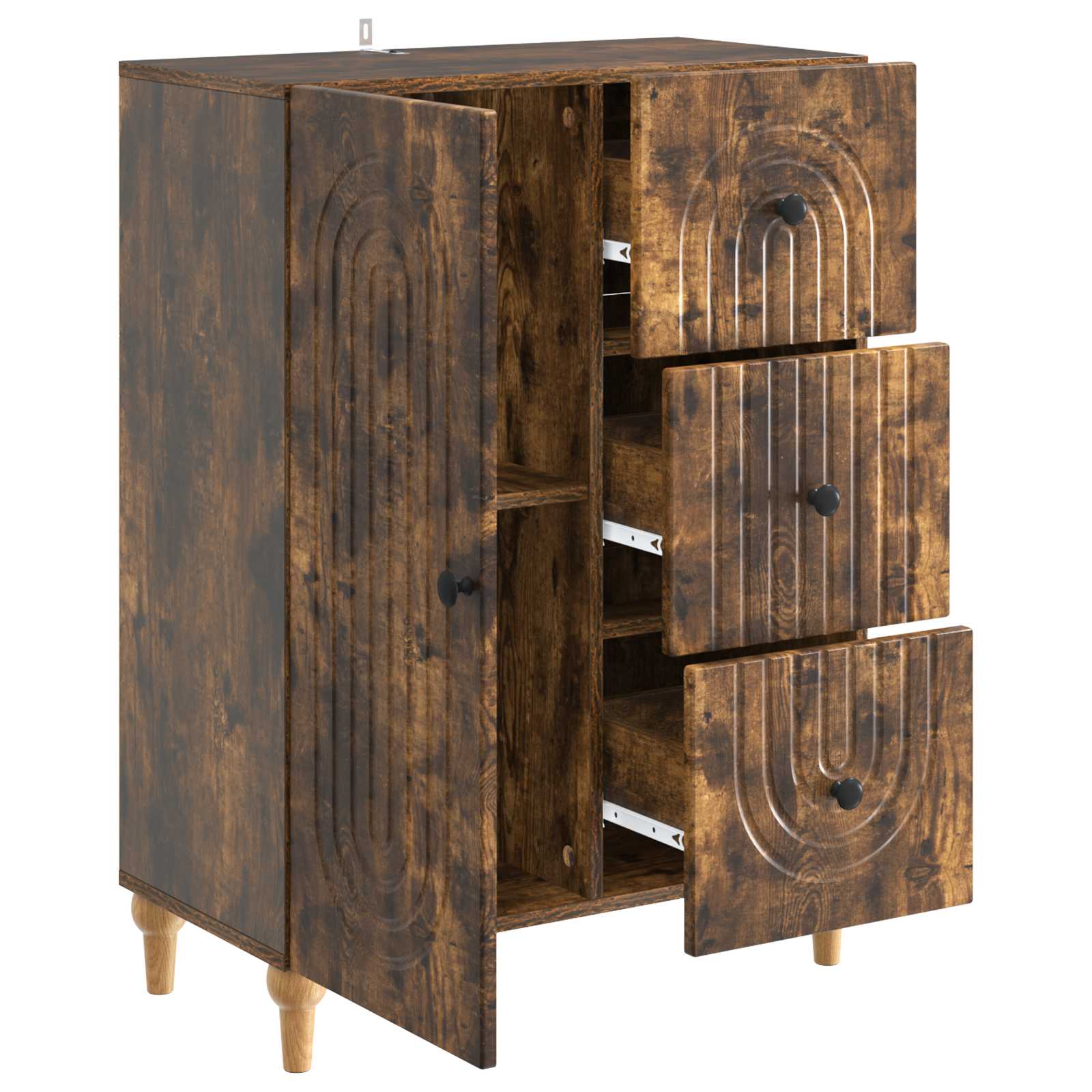 Dressoir met lade Gerookt eiken 66 x 34,5 x 90 cm Bewerkt hout is nu te koop bij PeponiXL, paradijselijk wonen!