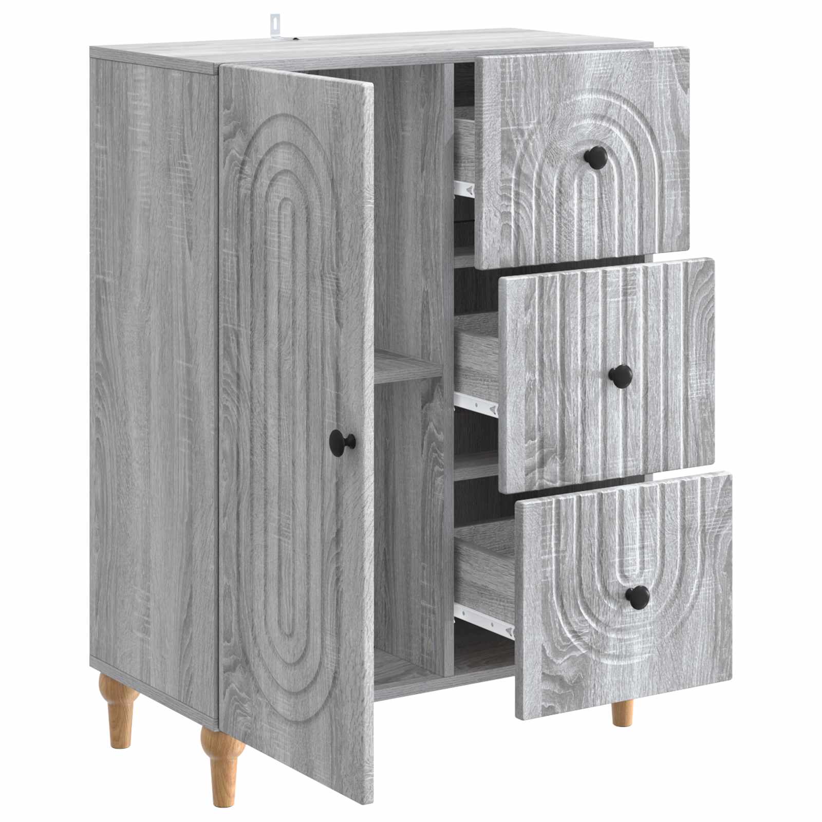 Dressoir met lade Grijs sonoma 66 x 34,5 x 90 cm Bewerkt hout is nu te koop bij PeponiXL, paradijselijk wonen!