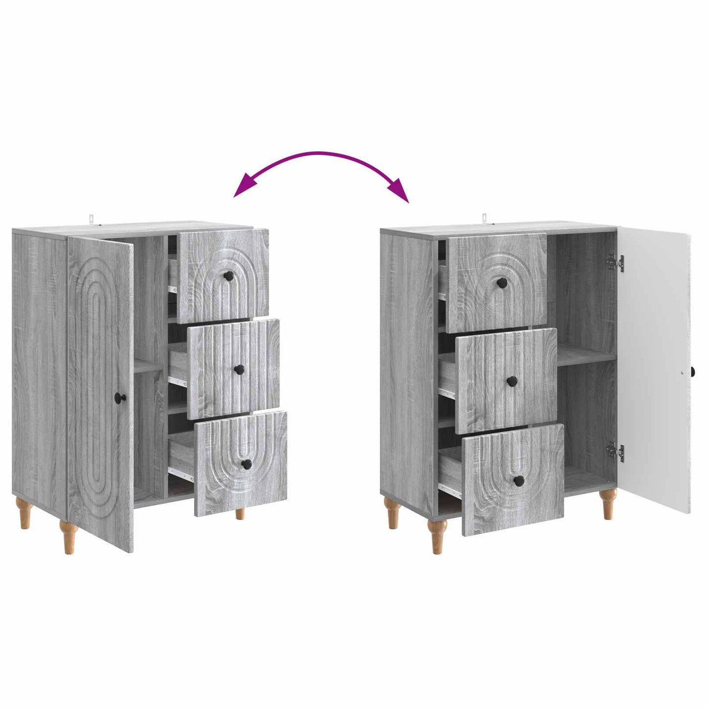 Dressoir met lade Grijs sonoma 66 x 34,5 x 90 cm Bewerkt hout is nu te koop bij PeponiXL, paradijselijk wonen!