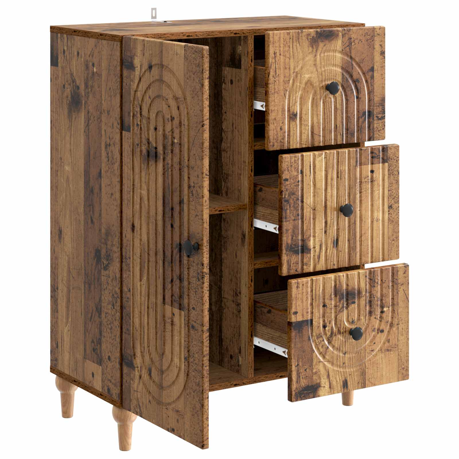 Dressoir met lade Oud hout 66 x 34,5 x 90 cm Bewerkt hout is nu te koop bij PeponiXL, paradijselijk wonen!