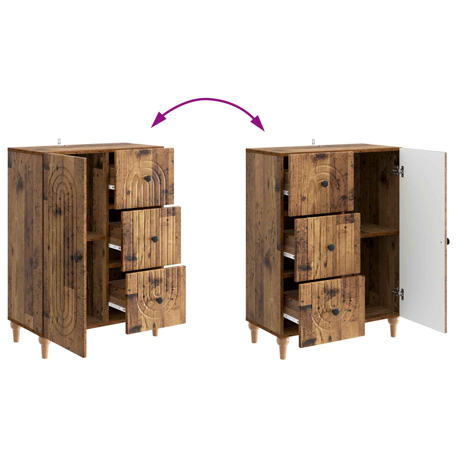 Dressoir met lade Oud hout 66 x 34,5 x 90 cm Bewerkt hout is nu te koop bij PeponiXL, paradijselijk wonen!