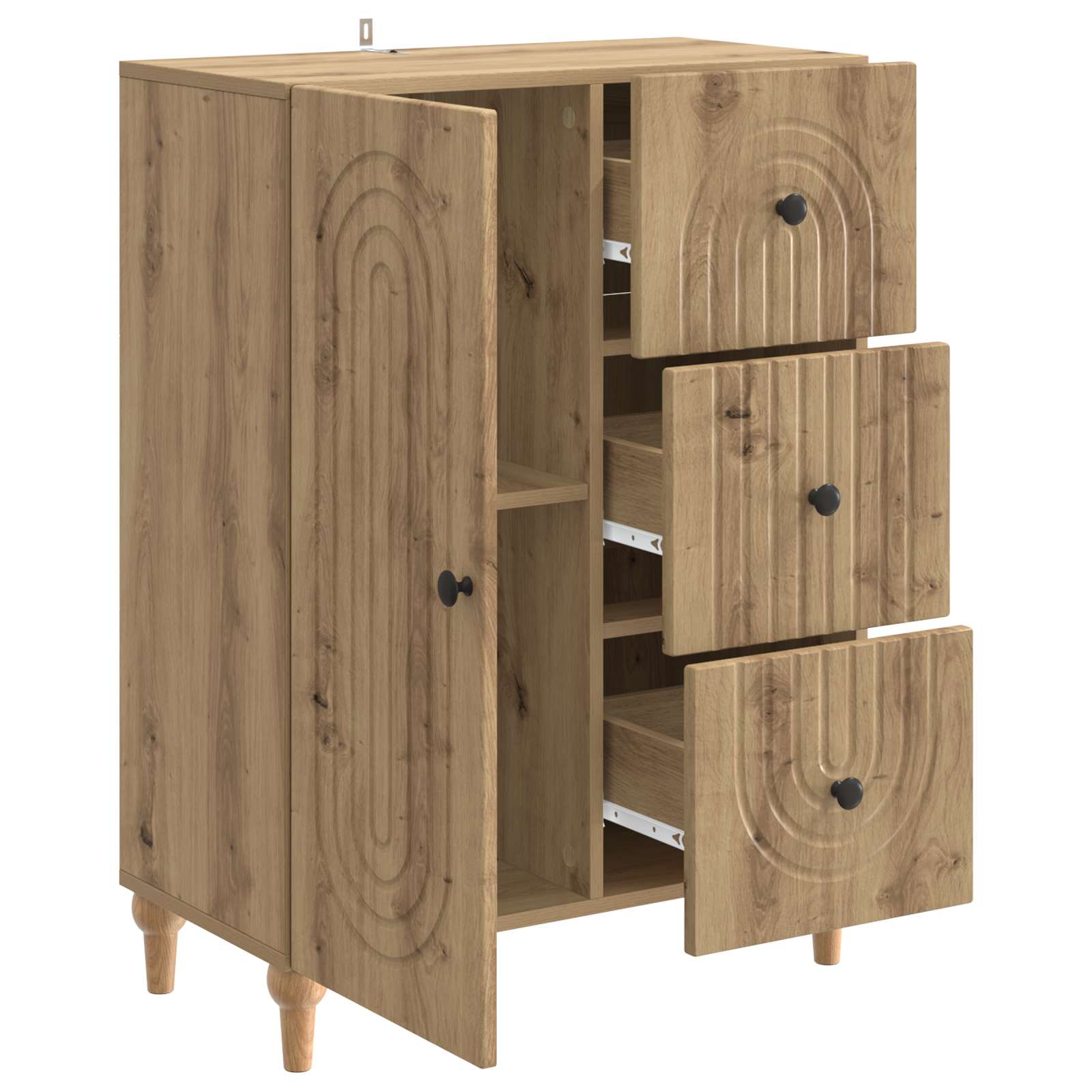 Dressoir Artisanaal eiken 66 x 34,5 x 90 cm Bewerkt hout is nu te koop bij PeponiXL, paradijselijk wonen!