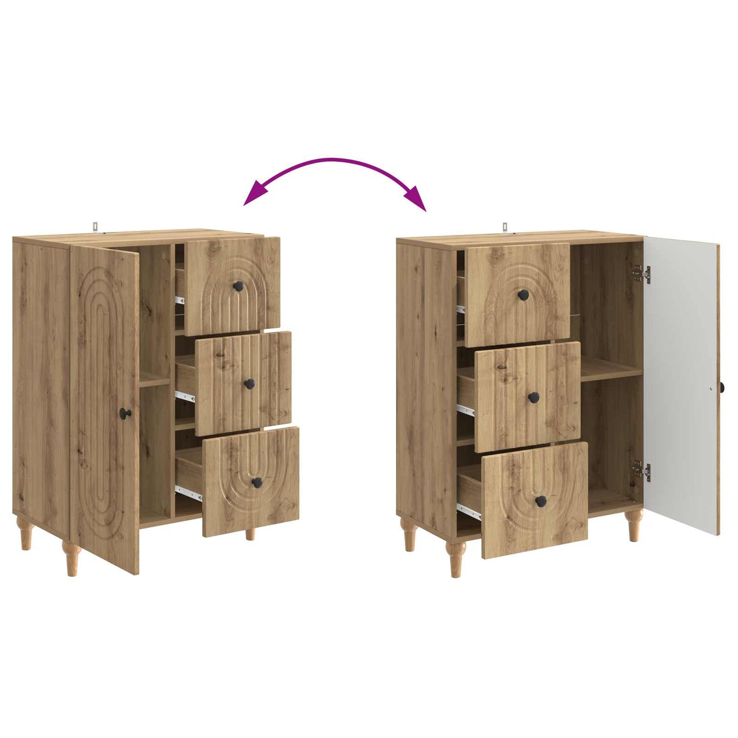 Dressoir Artisanaal eiken 66 x 34,5 x 90 cm Bewerkt hout is nu te koop bij PeponiXL, paradijselijk wonen!