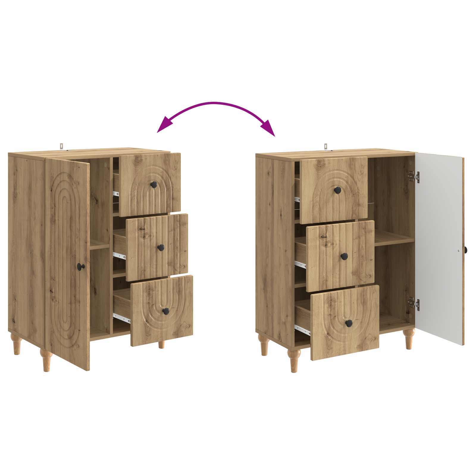 Dressoir Artisanaal eiken 66 x 34,5 x 90 cm Bewerkt hout is nu te koop bij PeponiXL, paradijselijk wonen!