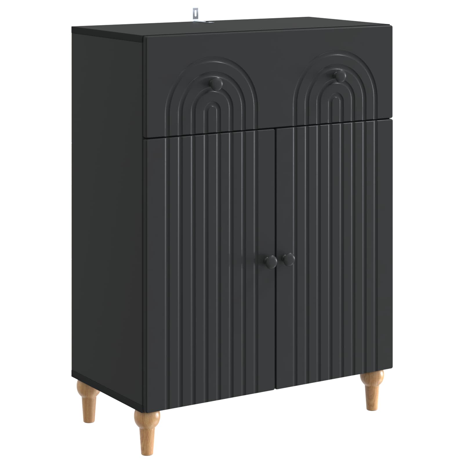 Dressoir met lade Zwart 66 x 34,5 x 90 cm Bewerkt hout is nu te koop bij PeponiXL, paradijselijk wonen!